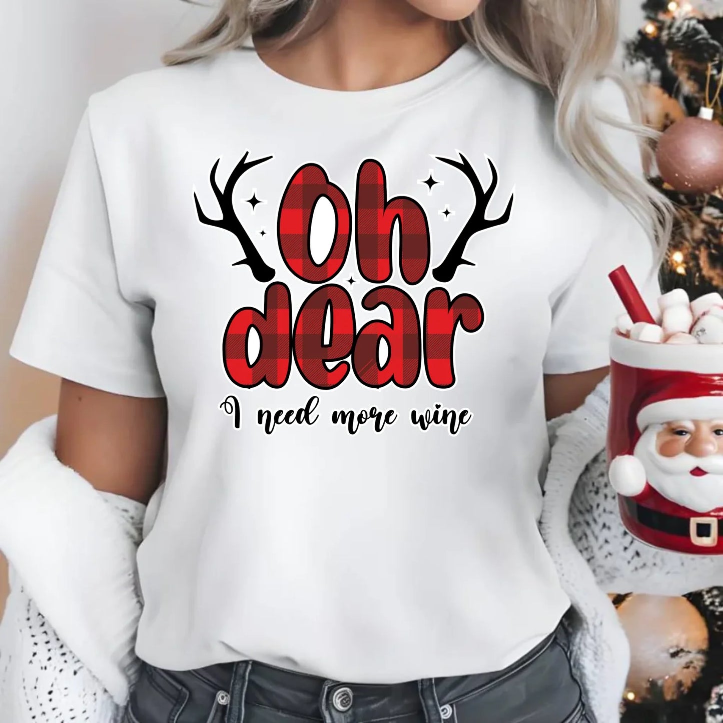 Potrzebuję więcej wina | Personalizowana świąteczna koszulka damska BN63 - StoryCups.pl