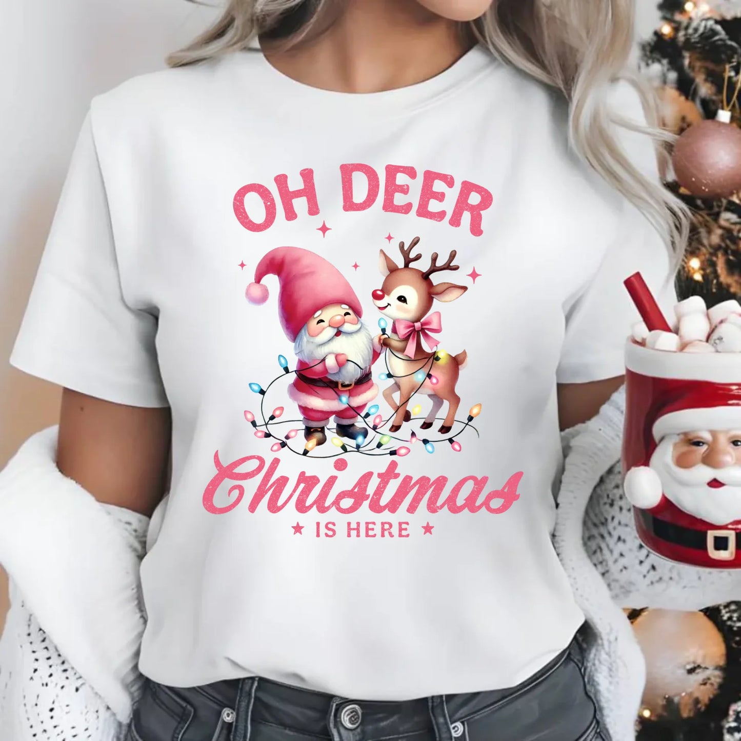 Oh deer Christmas is here | Świąteczna koszulka damska BN59 - StoryCups.pl