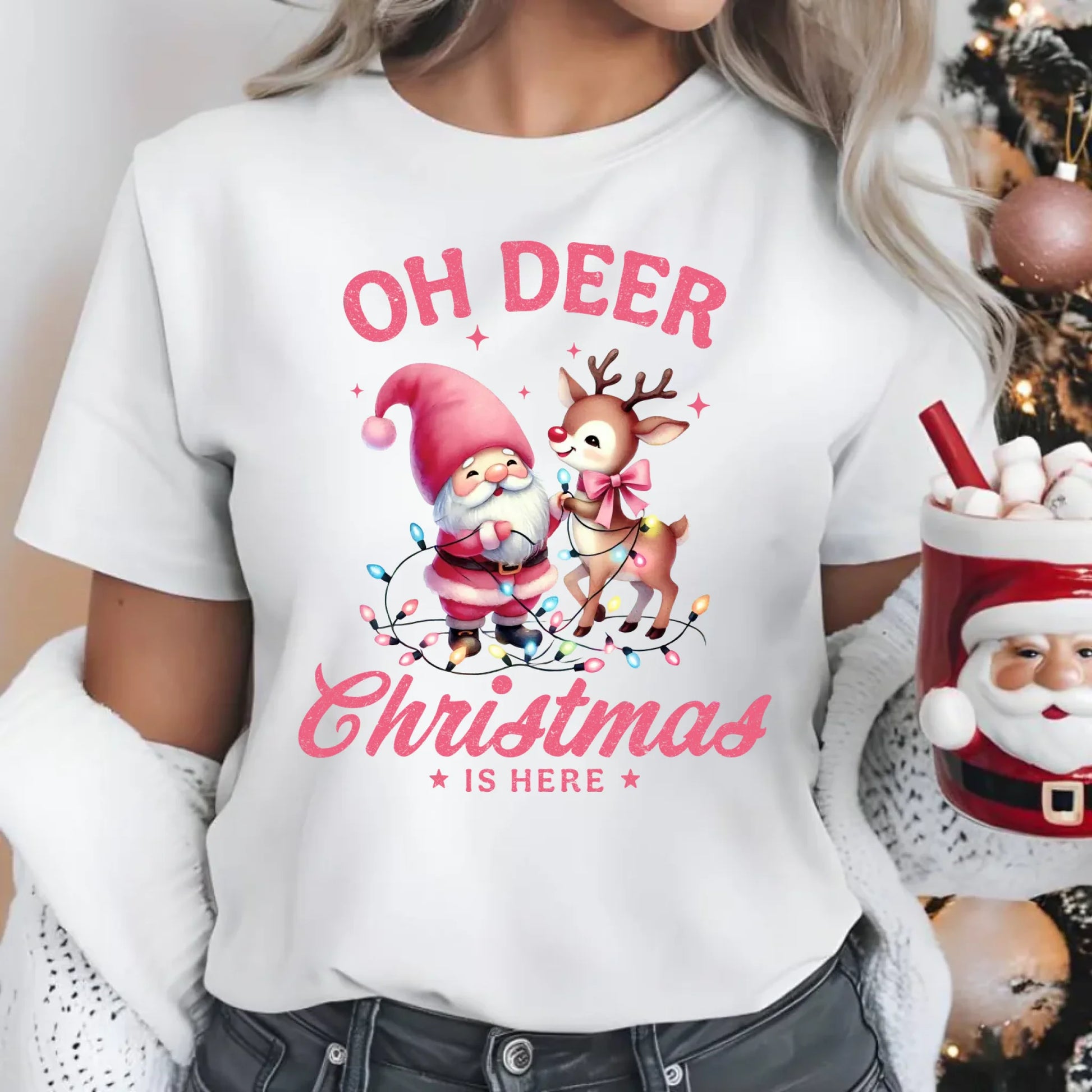 Oh deer Christmas is here | Świąteczna koszulka damska BN59 - StoryCups.pl