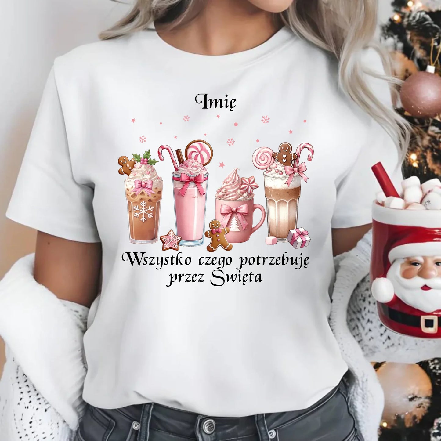 Wszystko czego potrzebuję przez Święta | Świąteczna koszulka damska BN46 - StoryCups.pl