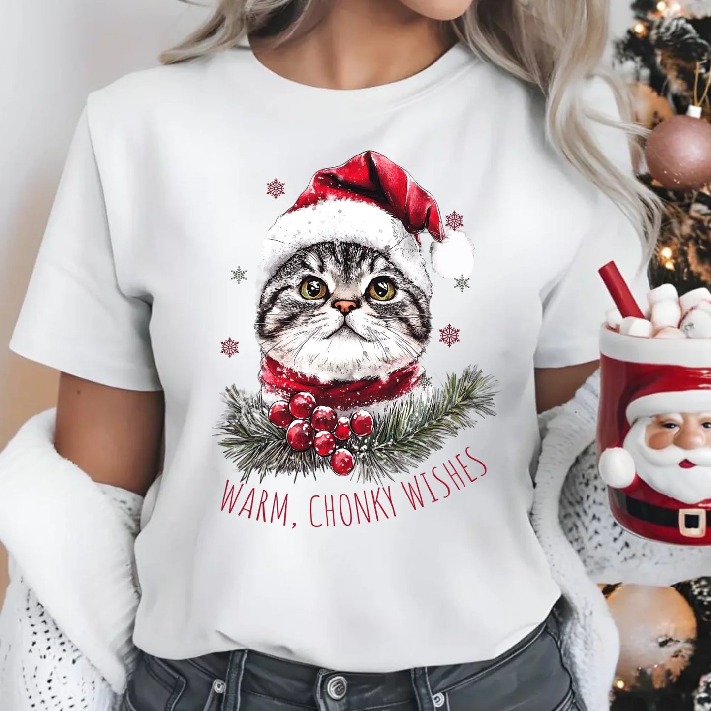 Warm, Chonky Wishes | Świąteczna koszulka damska BN36 - StoryCups.pl