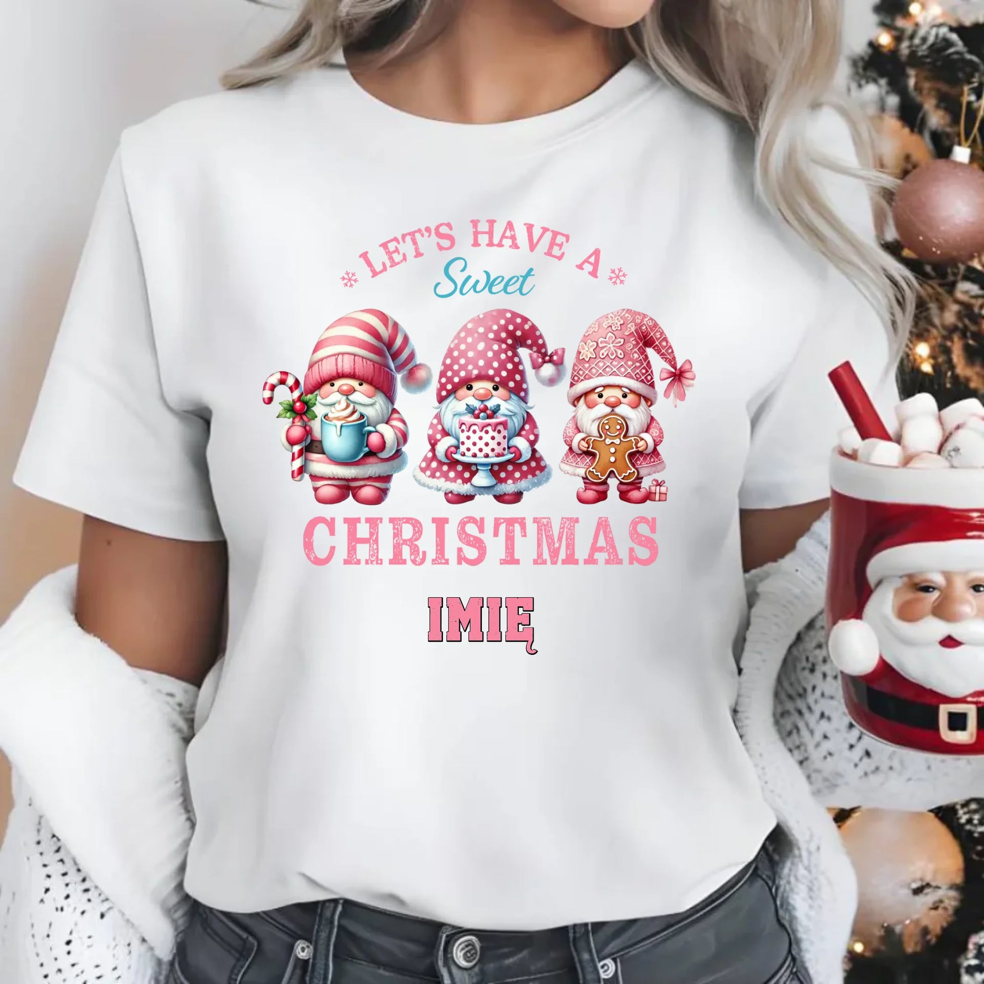 Słodkie święta | Personalizowana świąteczna koszulka damska BN57 - StoryCups.pl