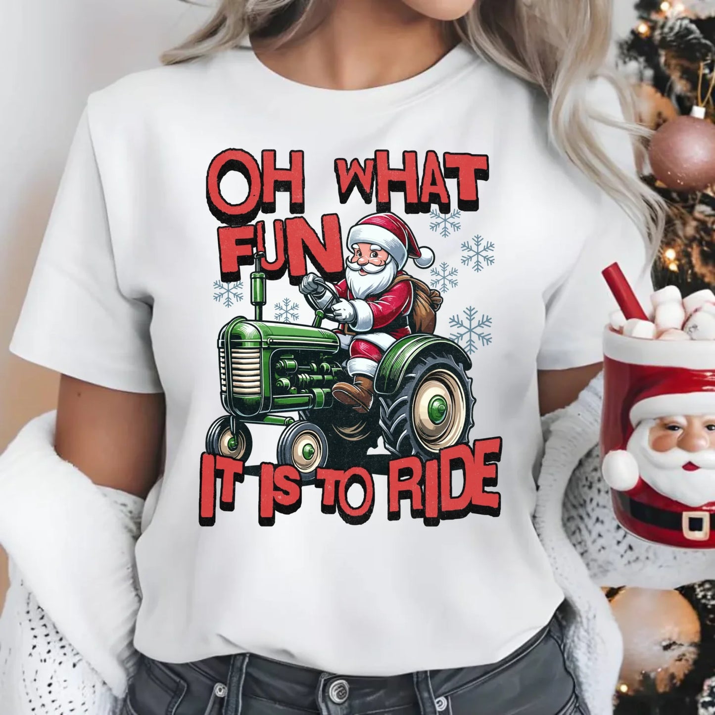 Oh what fun it is to ride | Świąteczna koszulka damska BN48 - StoryCups.pl