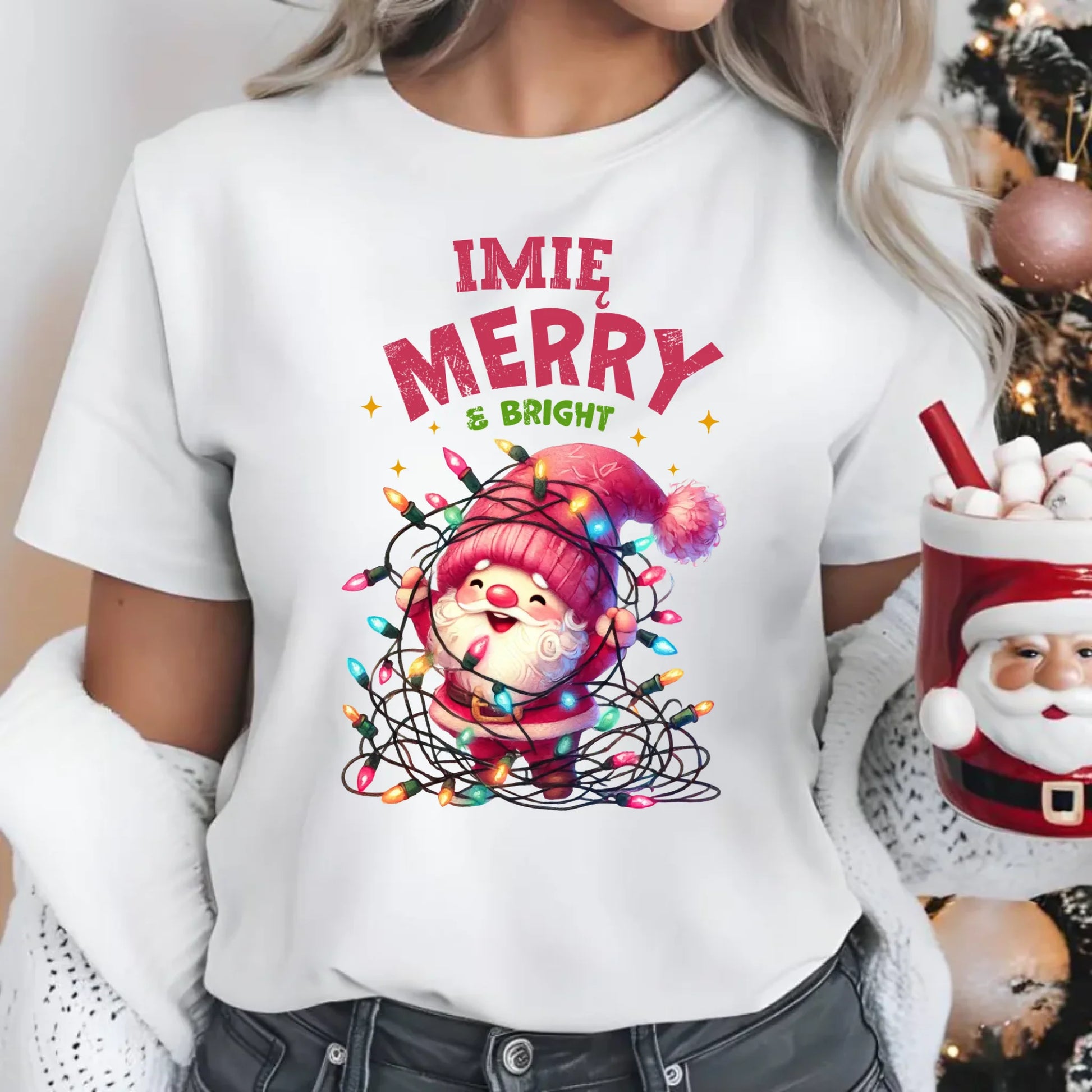 Radosnych Świąt | Personalizowana świąteczna koszulka damska BN58 - StoryCups.pl