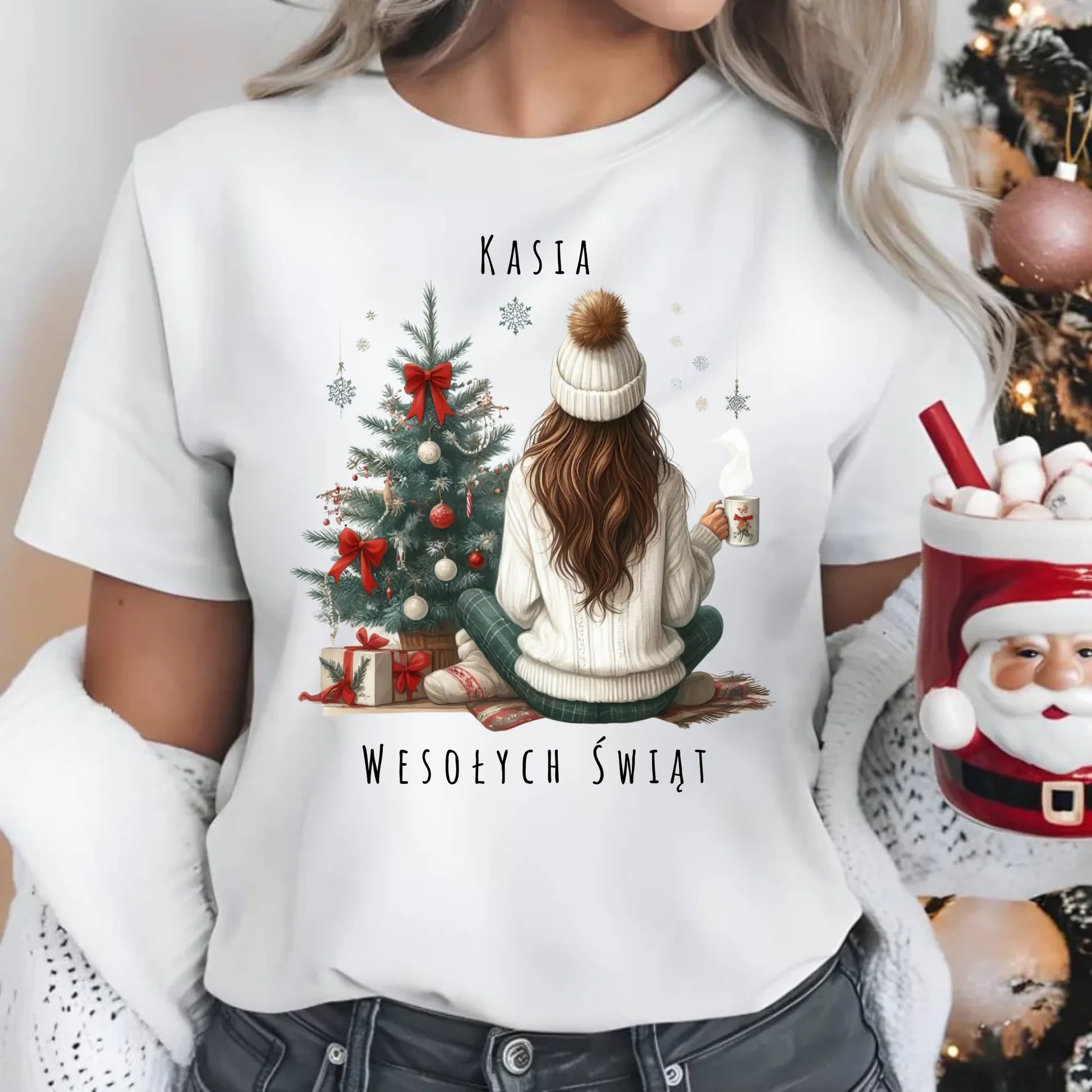 Love Winter | Świąteczna koszulka damska personalizacja BN15 - StoryCups.pl