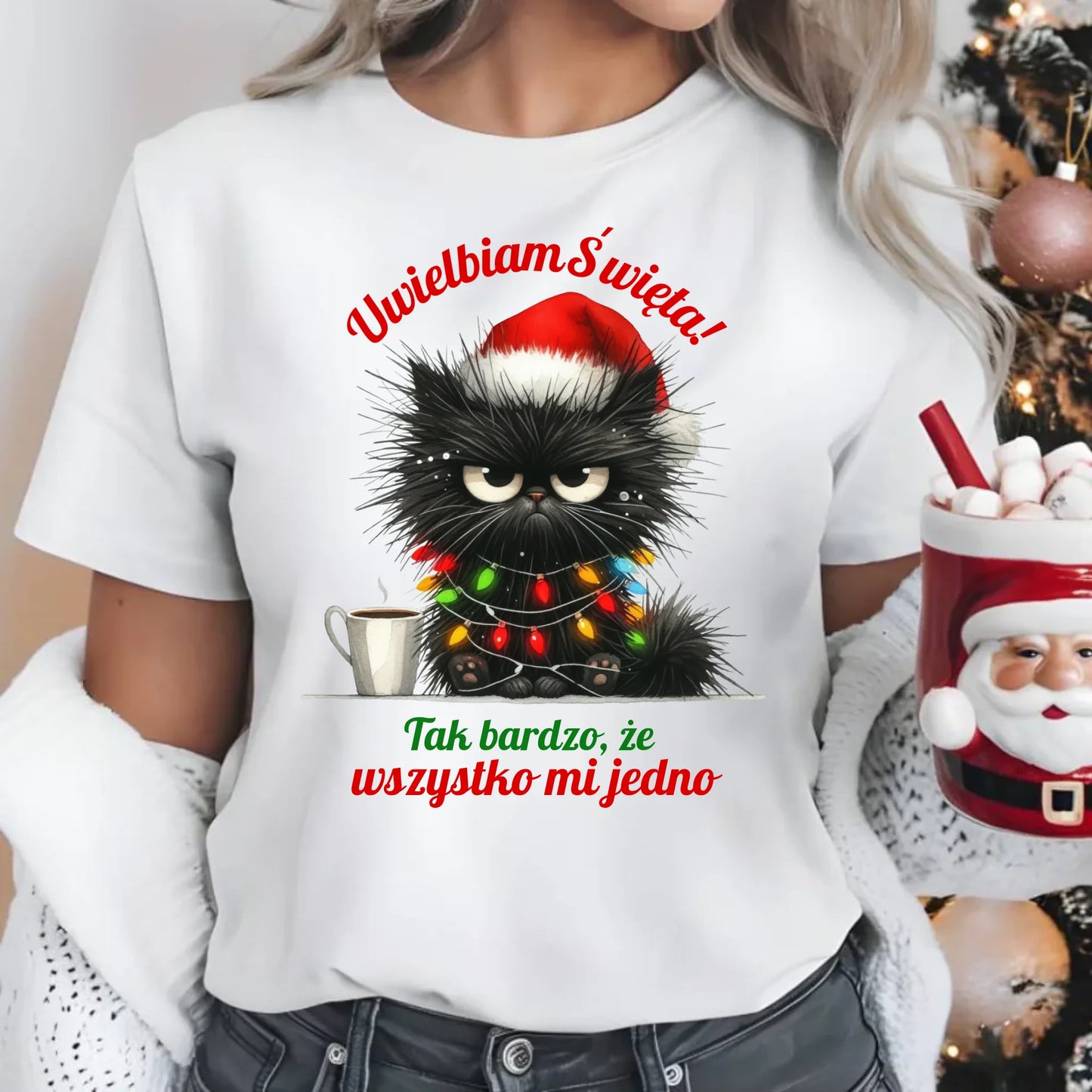 Wszystko mi jedno | Świąteczna koszulka damska BN35 - StoryCups.pl