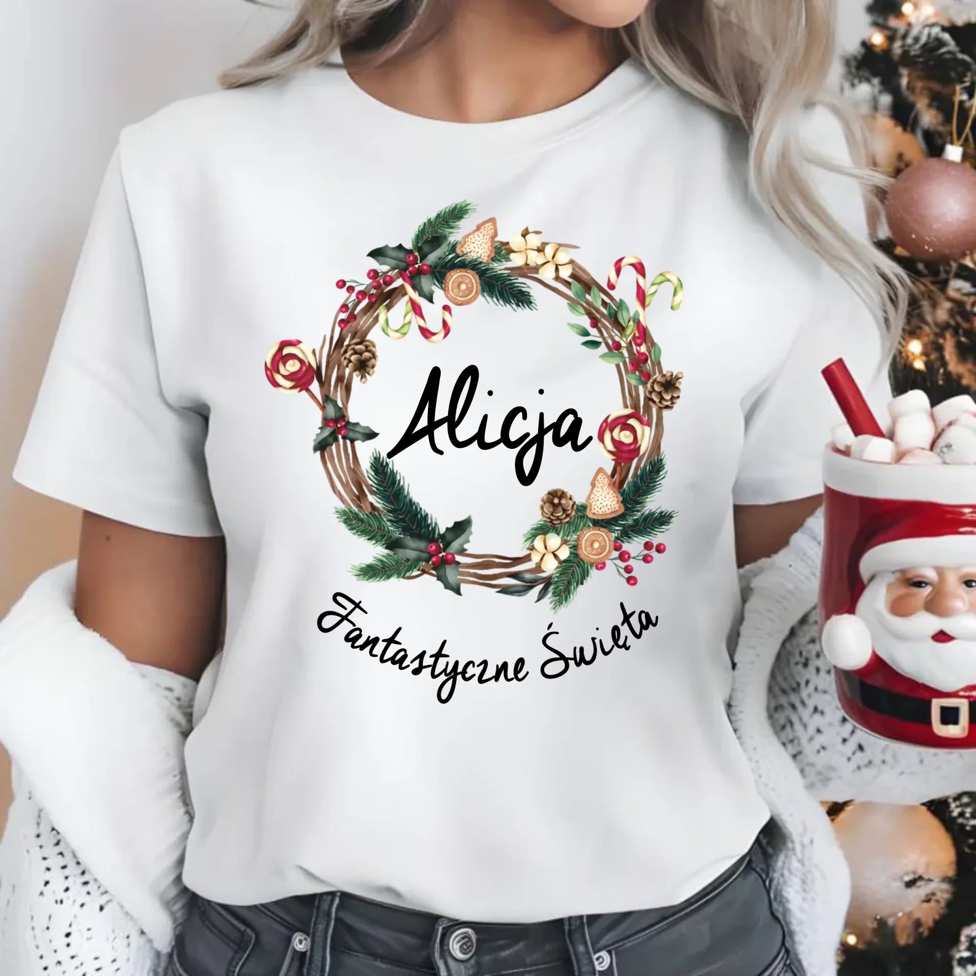 Fantastyczne Święta | Świąteczna koszulka damska z imieniem na prezent BN14 - StoryCups.pl