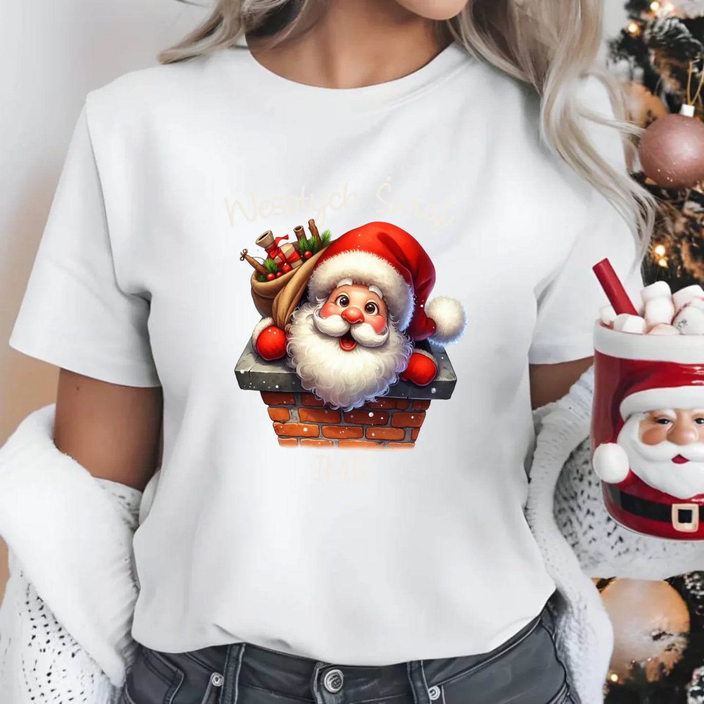 Mikołaj | Świąteczna koszulka damska z imieniem BN08 - StoryCups.pl