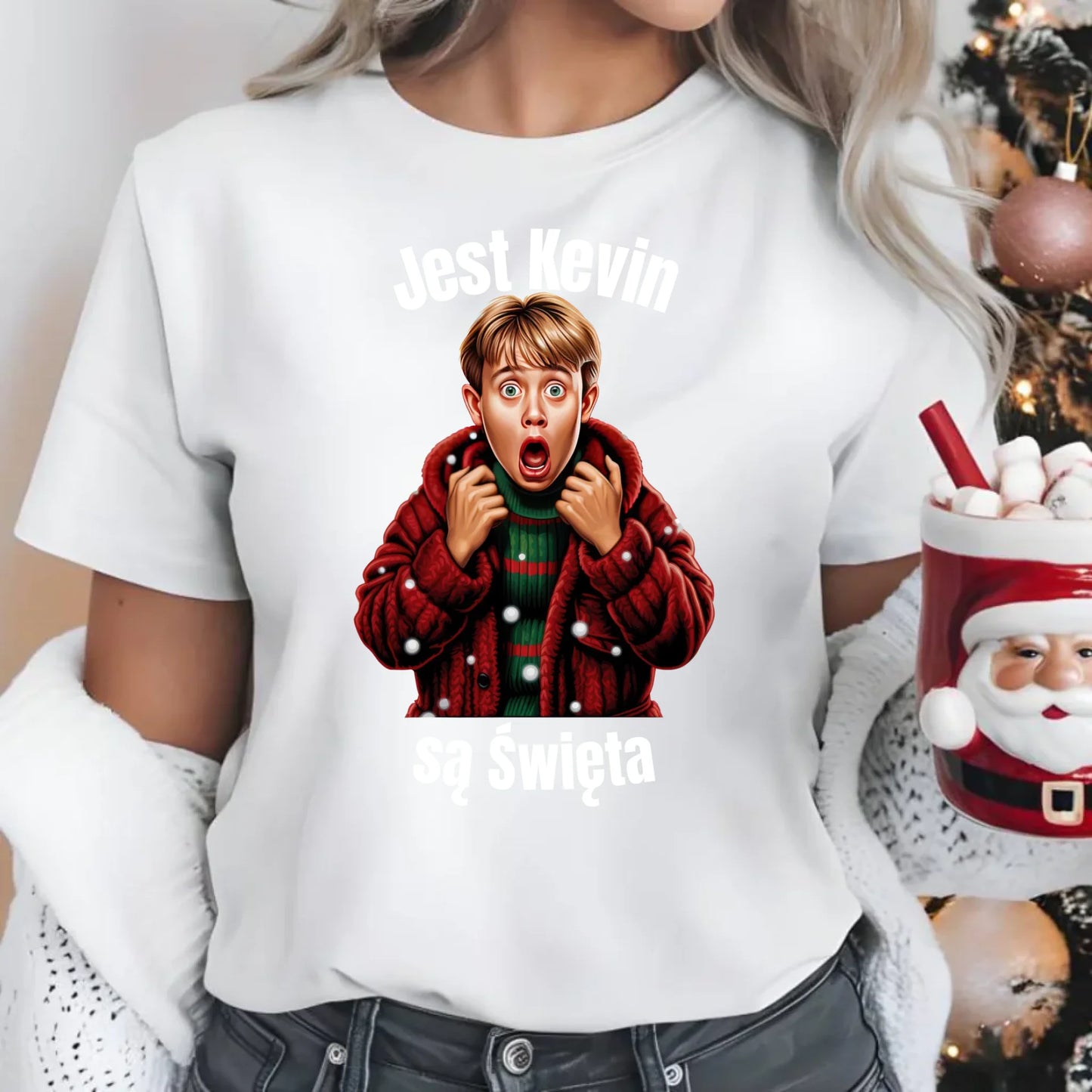 Jest Kevin, są święta | Świąteczna koszulka damska BN27 - StoryCups.pl