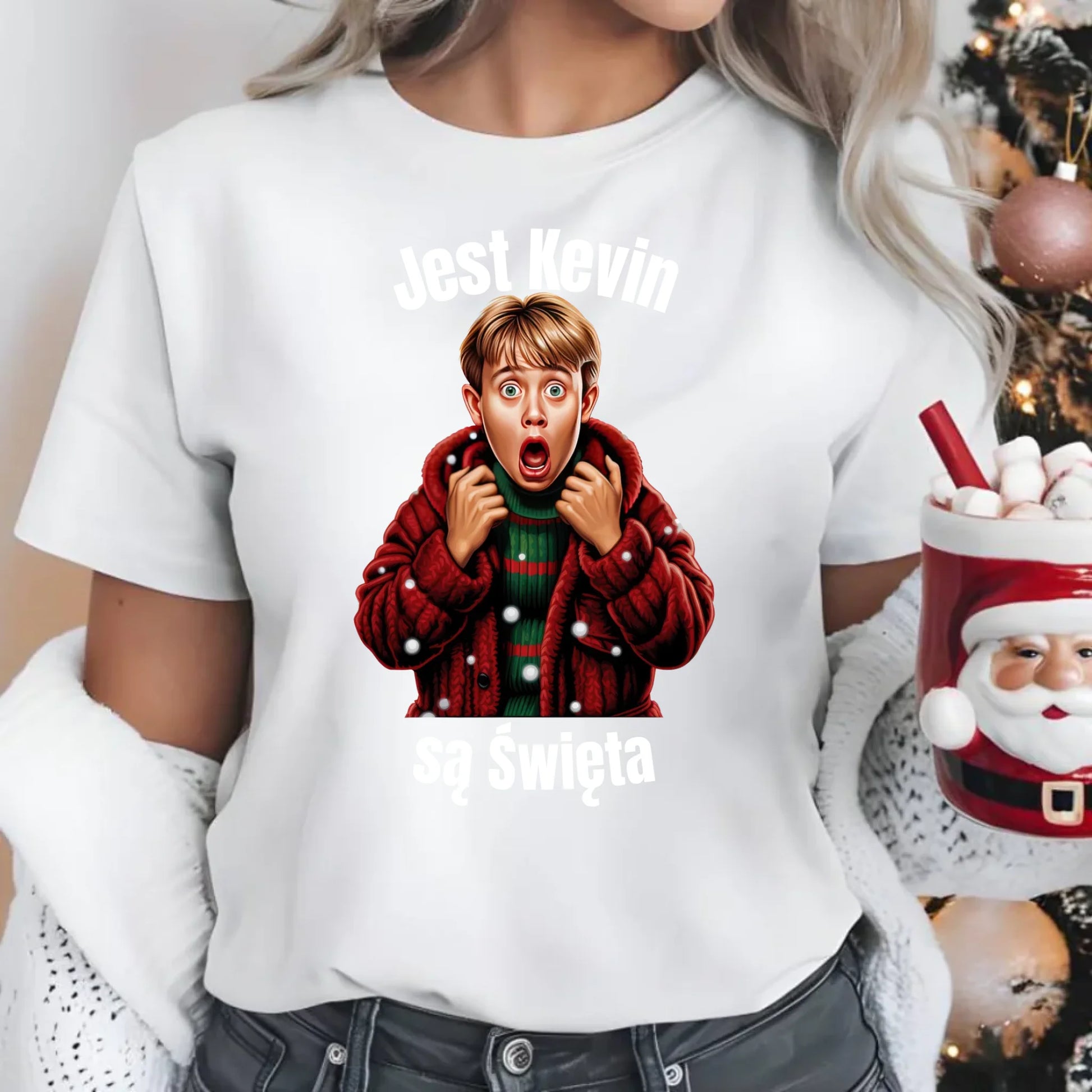 Jest Kevin, są święta | Świąteczna koszulka damska BN27 - StoryCups.pl
