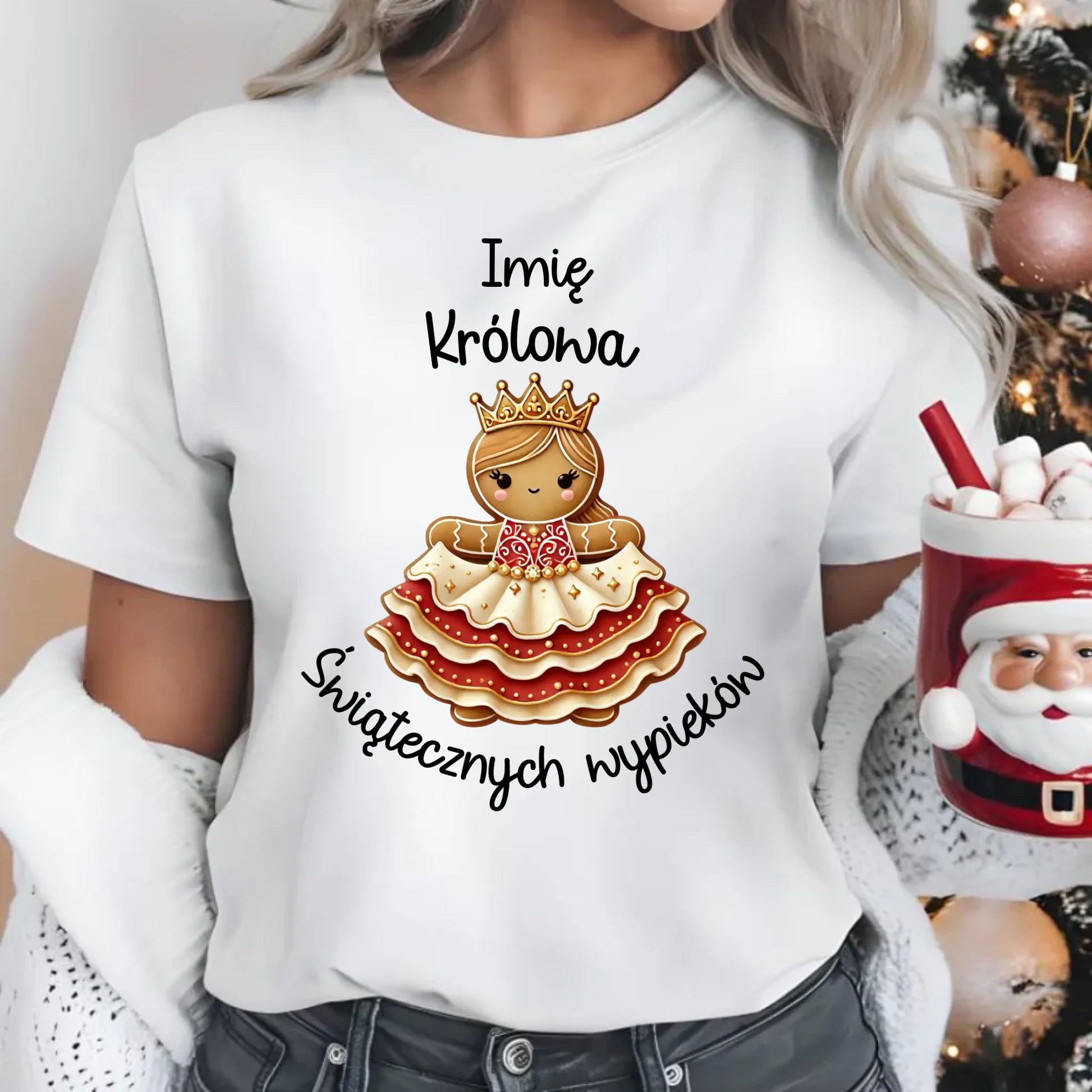 Królowa świątecznych wypieków imię | Świąteczna koszulka damska BN28 - StoryCups.pl