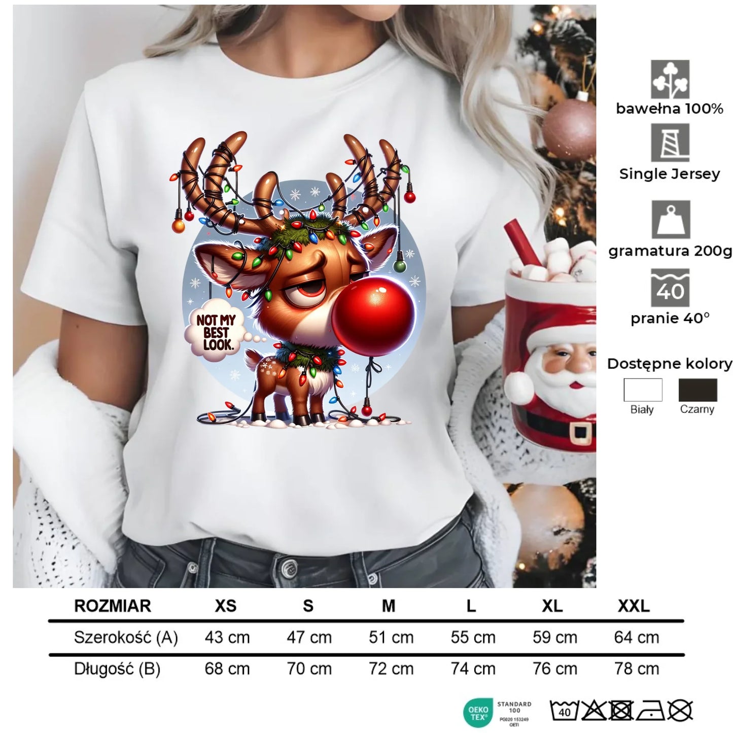 Nie wyglądam najlepiej | Świąteczna koszulka damska BN98 - StoryCups.pl