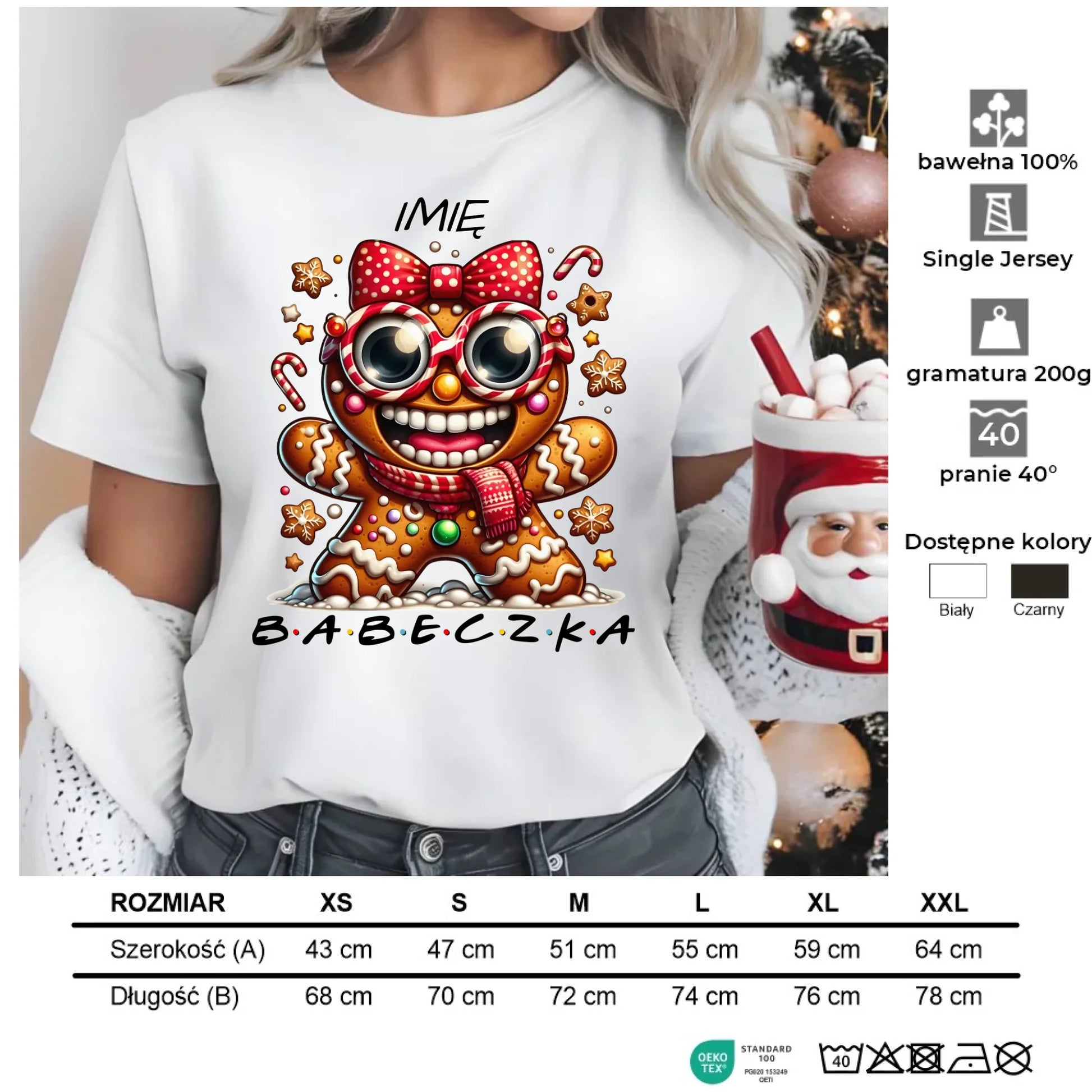 Babeczka | Personalizowana koszulka damska świąteczna BN95 - StoryCups.pl