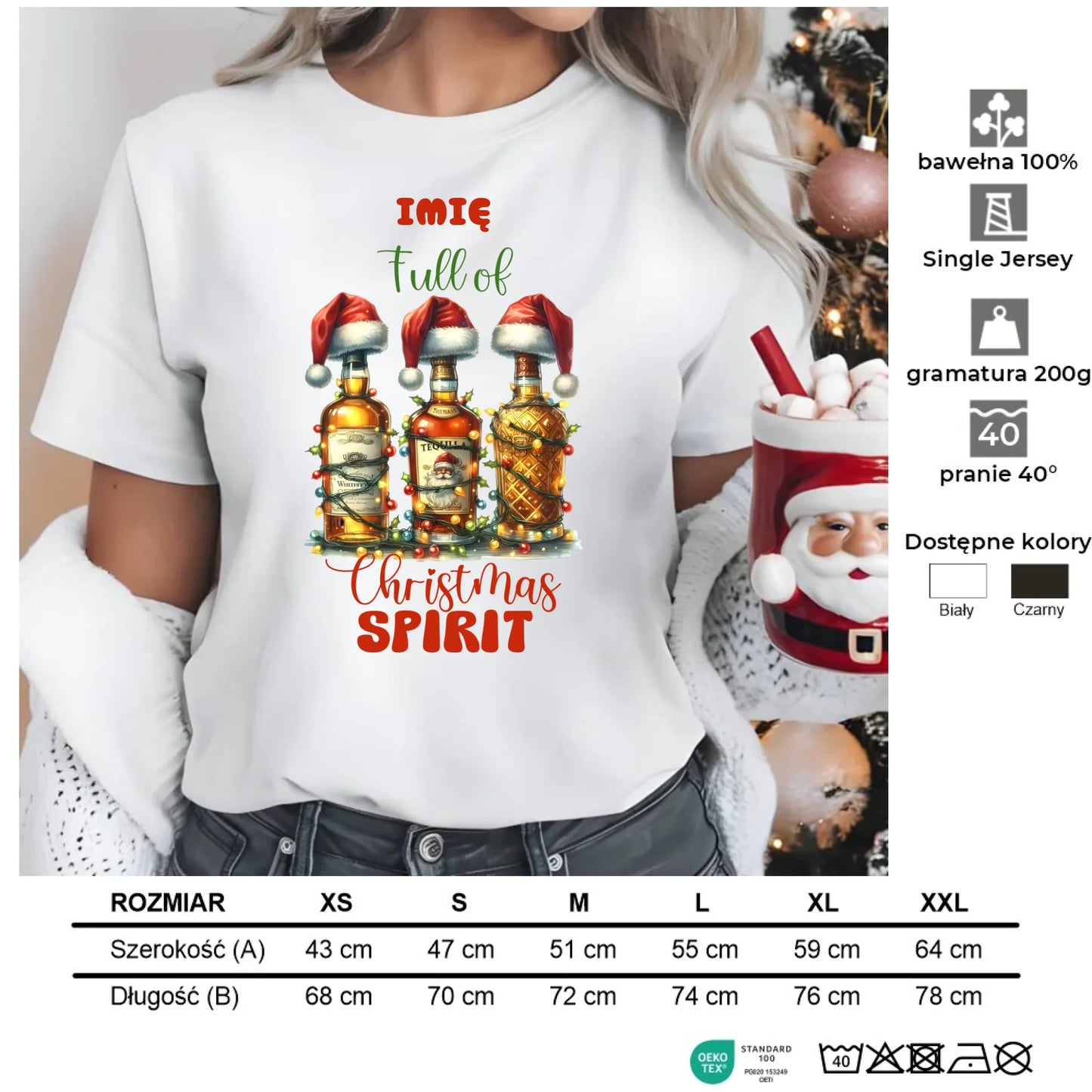Pełen świątecznego ducha | Personalizowana koszulka damska świąteczna BN69 - StoryCups.pl