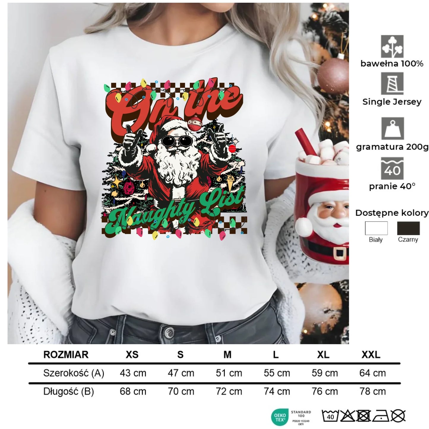 Na liście niegrzecznych | Świąteczna koszulka damska BN50 - StoryCups.pl