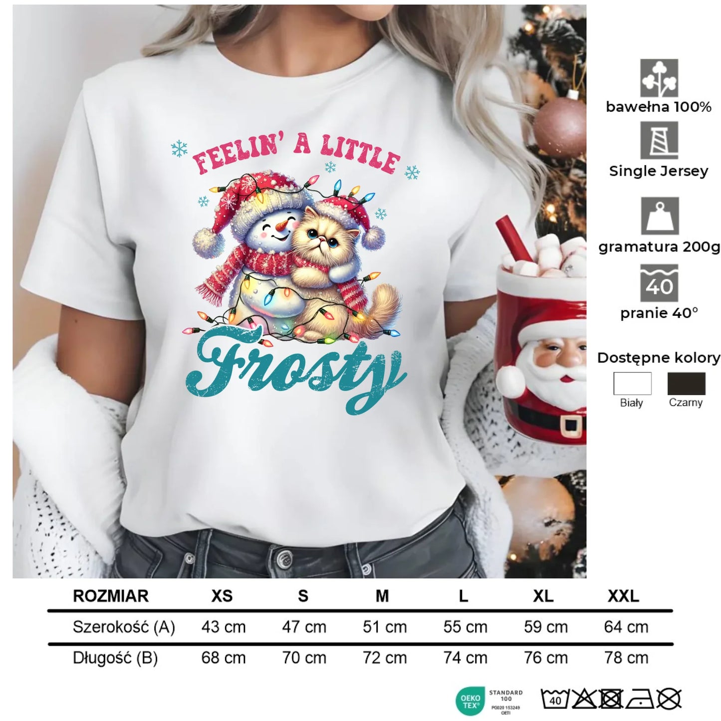Czuję zimowy nastrój | Świąteczna koszulka damska BN52 - StoryCups.pl