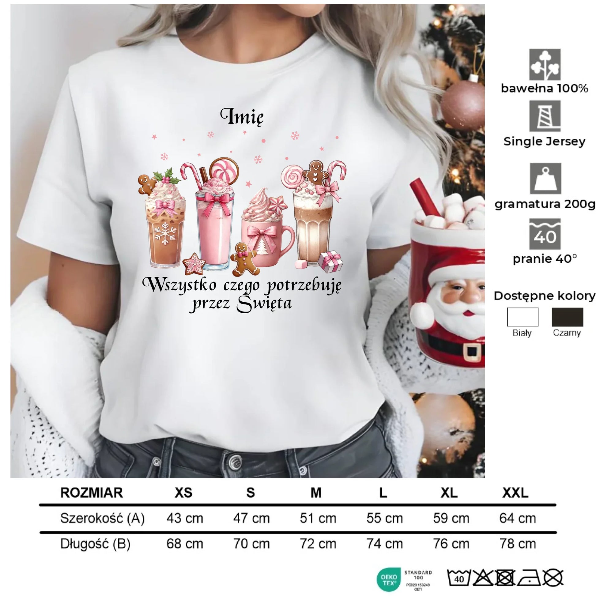 Wszystko czego potrzebuję przez Święta | Świąteczna koszulka damska BN46 - StoryCups.pl