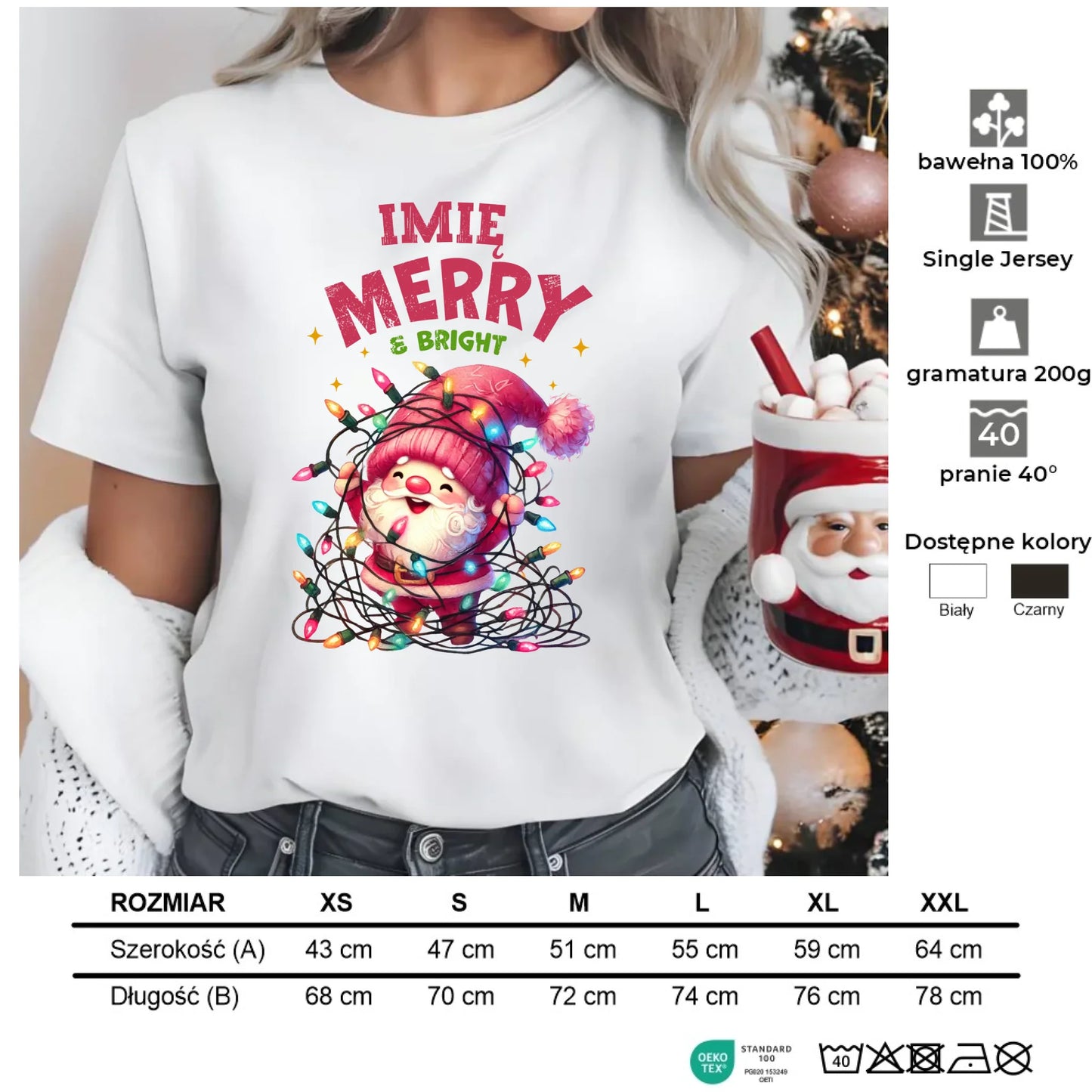 Radosnych Świąt | Personalizowana świąteczna koszulka damska BN58 - StoryCups.pl