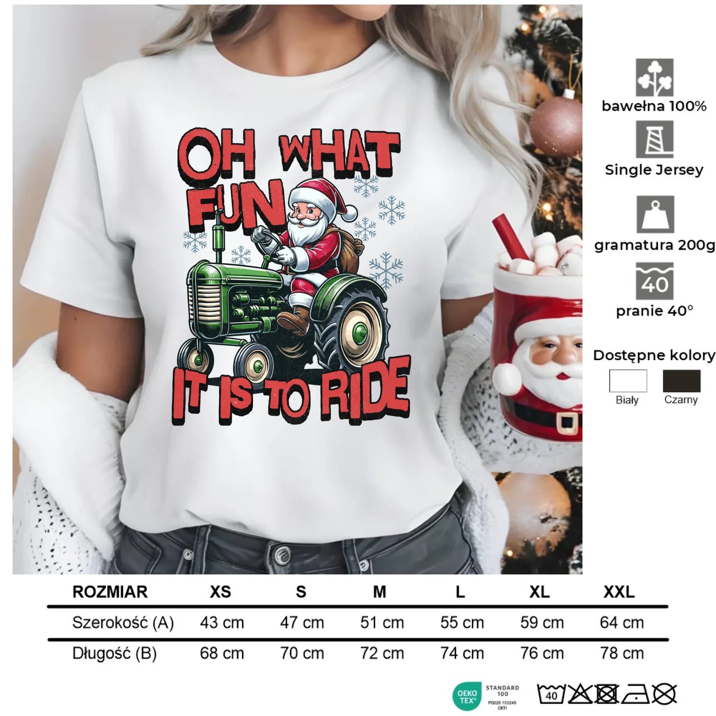 Oh what fun it is to ride | Świąteczna koszulka damska BN48 - StoryCups.pl
