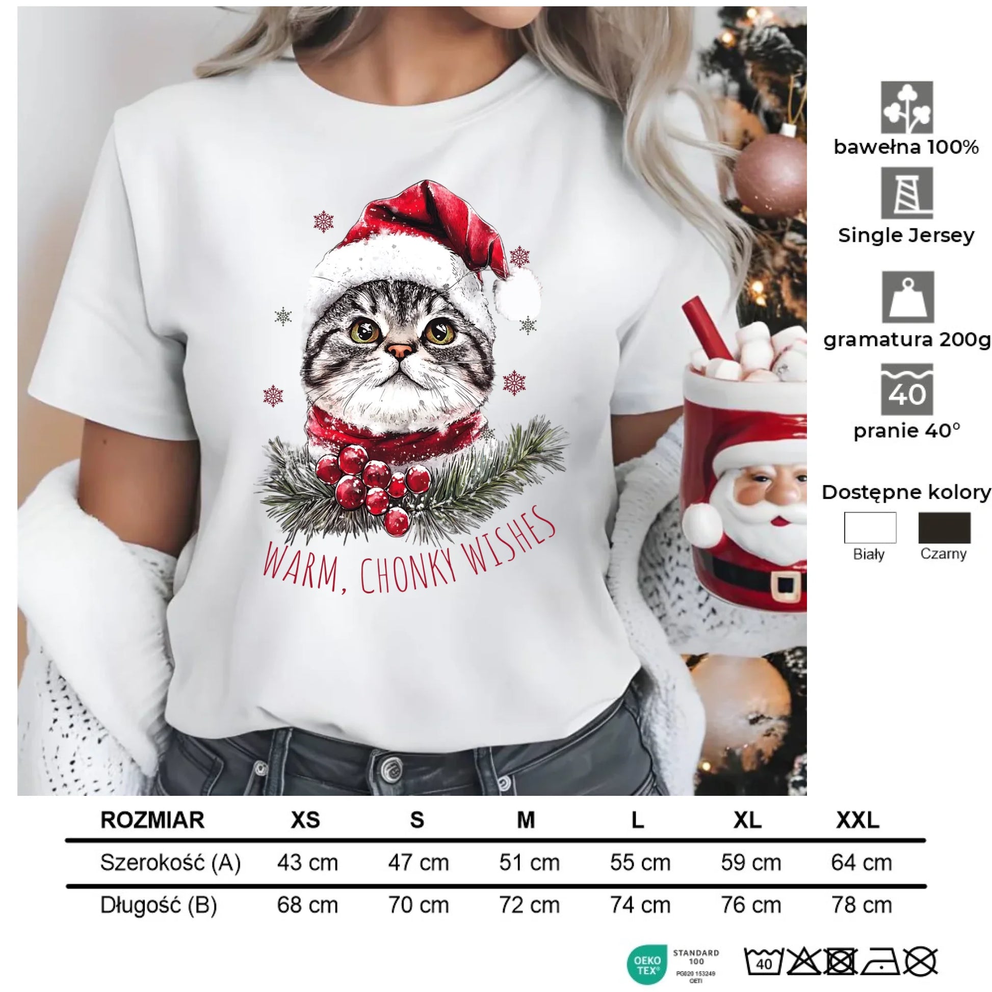 Warm, Chonky Wishes | Świąteczna koszulka damska BN36 - StoryCups.pl