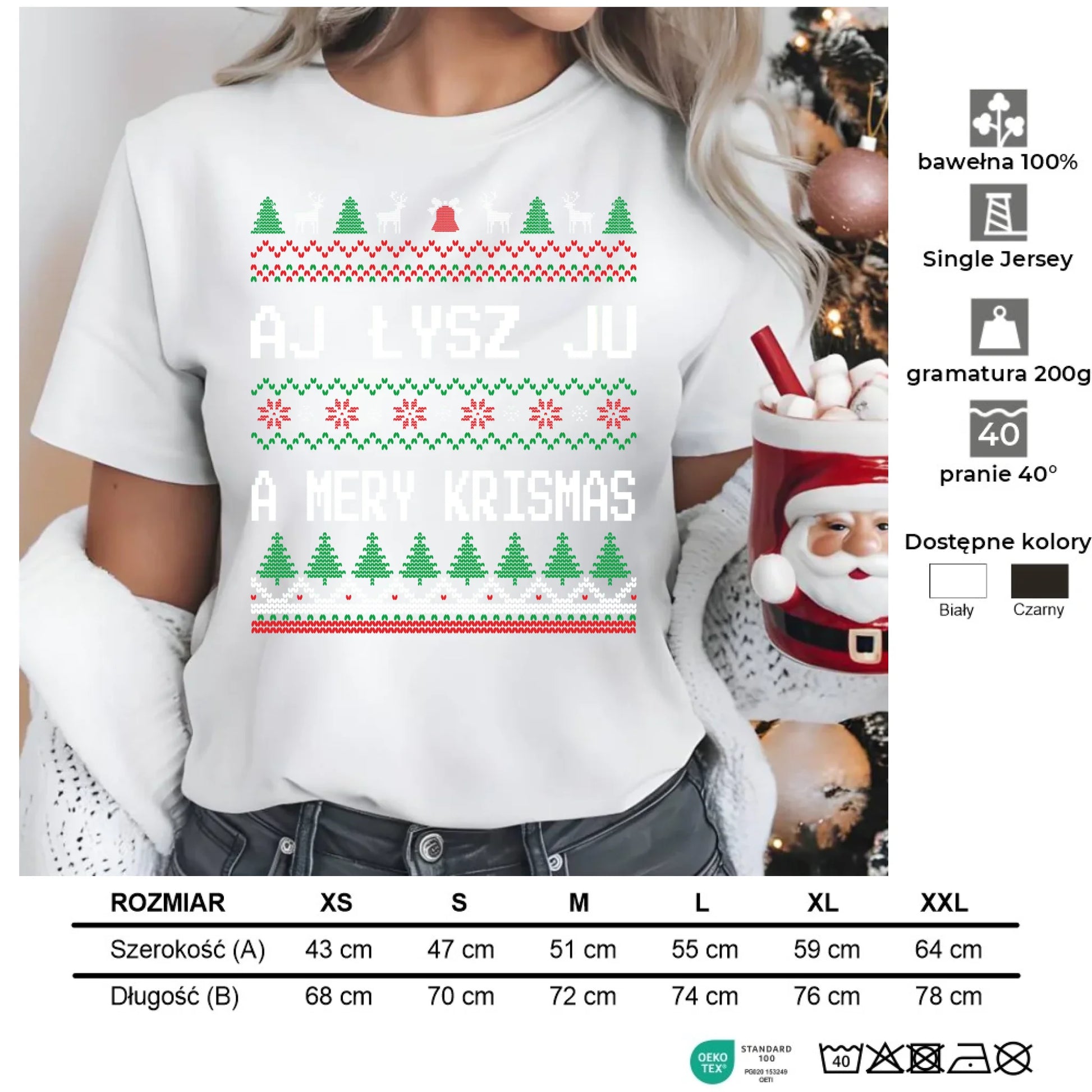 Aj łysz ju a mery krismas | Świąteczna koszulka damska BN12 - StoryCups.pl