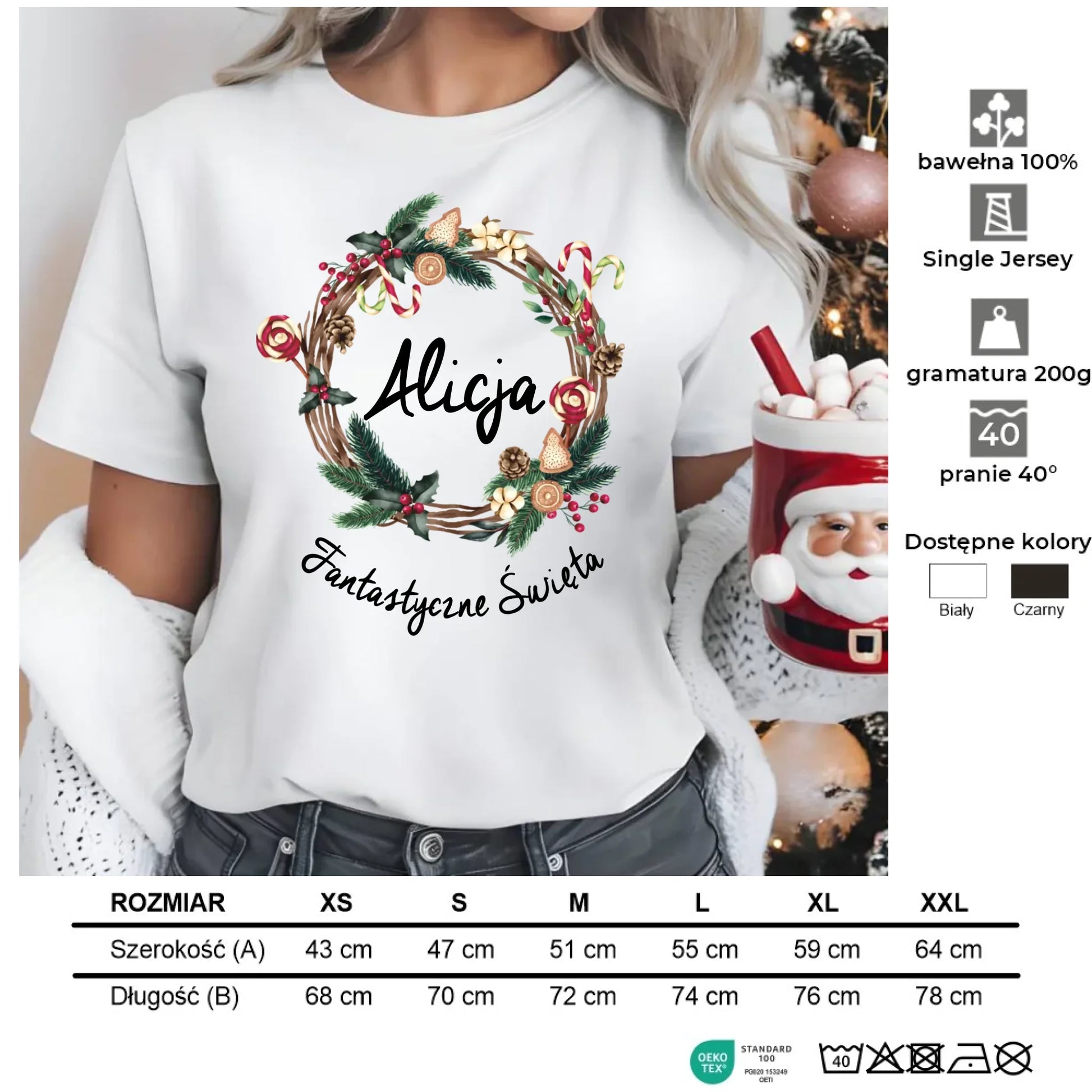 Fantastyczne Święta | Świąteczna koszulka damska z imieniem na prezent BN14 - StoryCups.pl