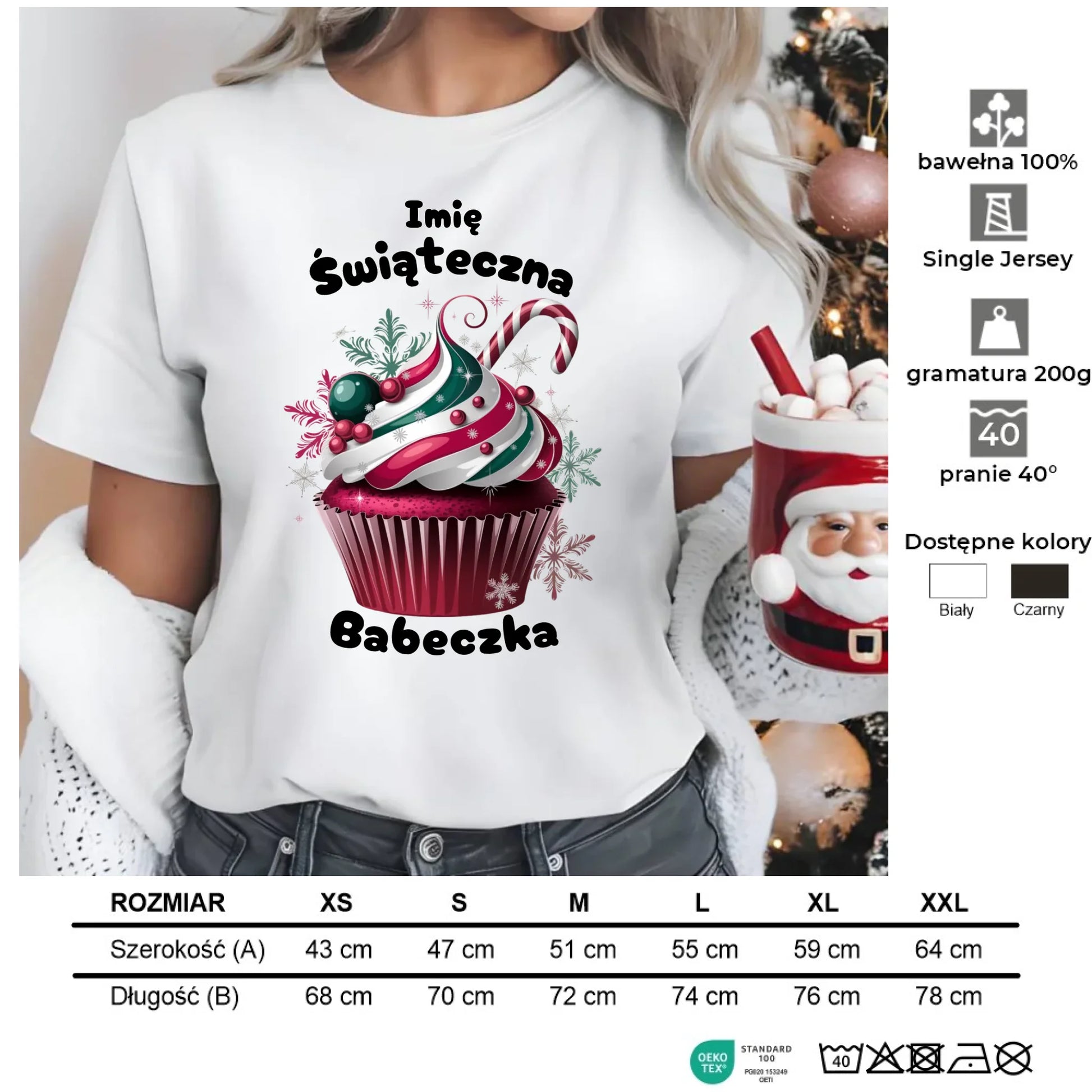 Świąteczna Babeczka | Personalizowana koszulka damska na święta BN30 - StoryCups.pl