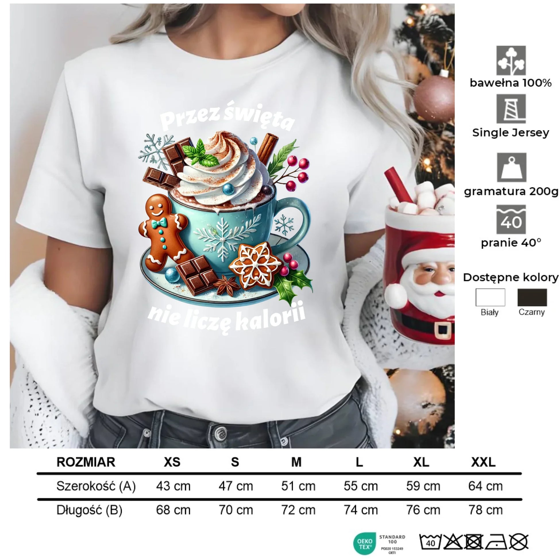 Przez święta nie liczę kalorii | Świąteczna koszulka damska BN31 - StoryCups.pl