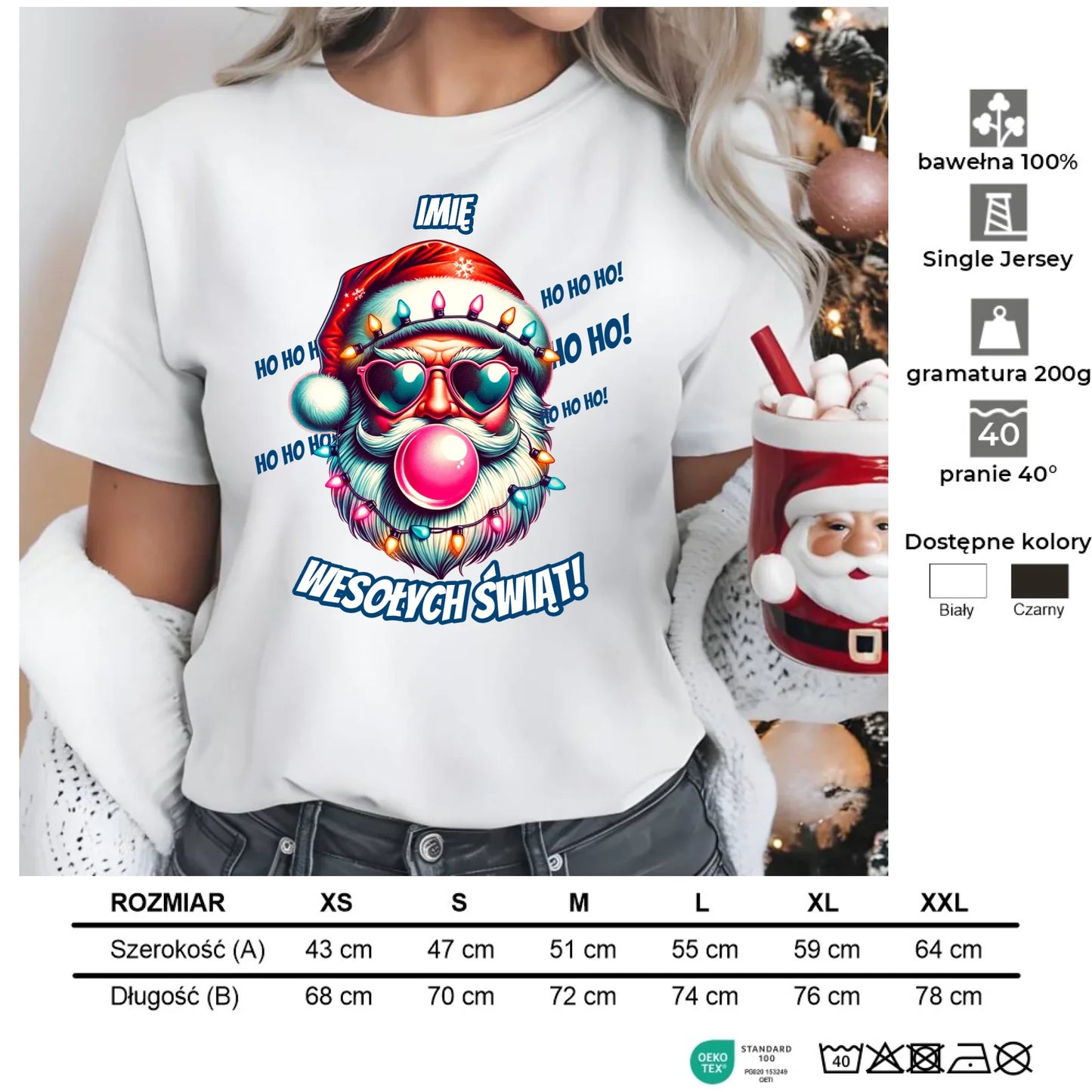 Mikołaj | Świąteczna koszulka damska na Mikołajki BN17 - StoryCups.pl