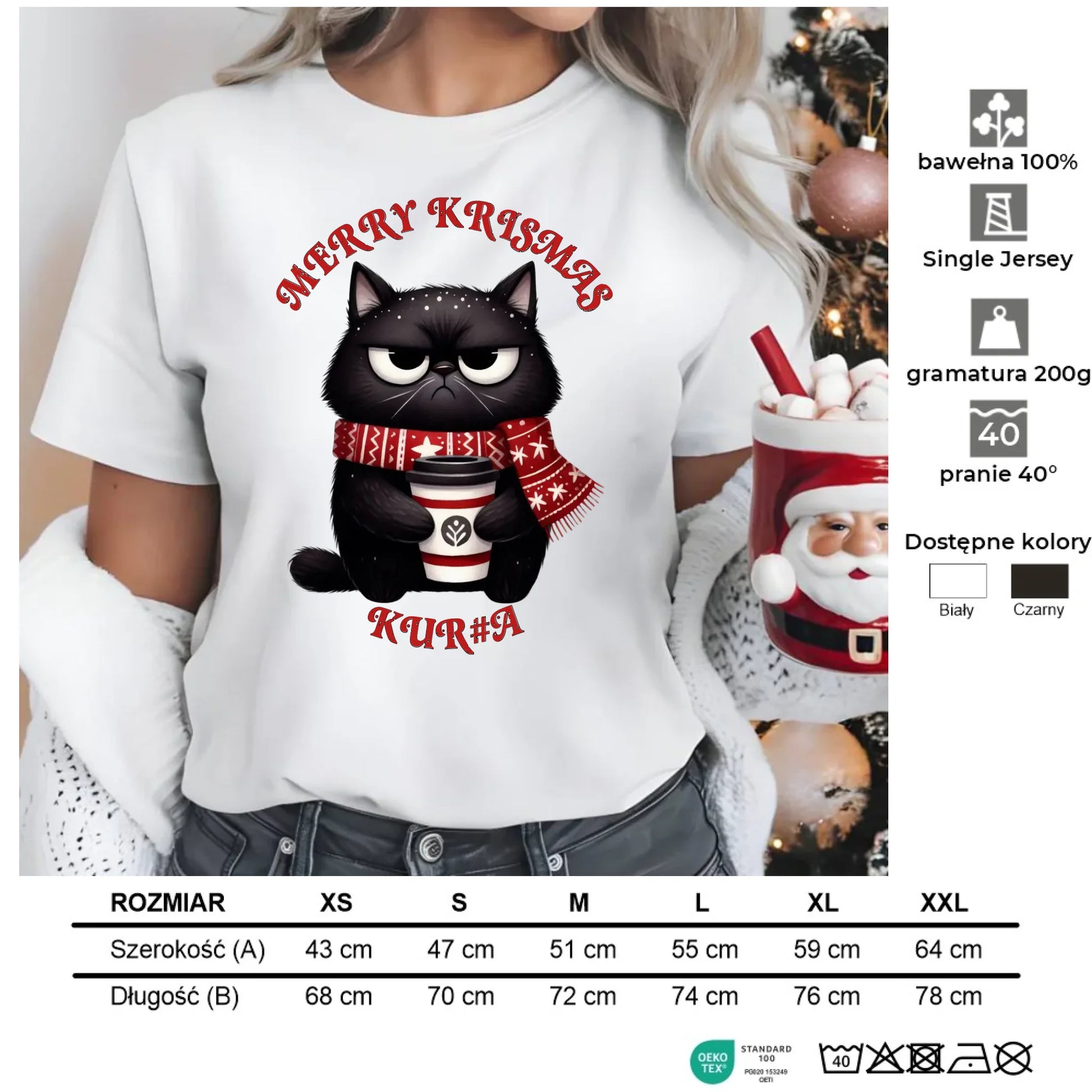 Merry krismas | Świąteczna koszulka damska BN34 - StoryCups.pl