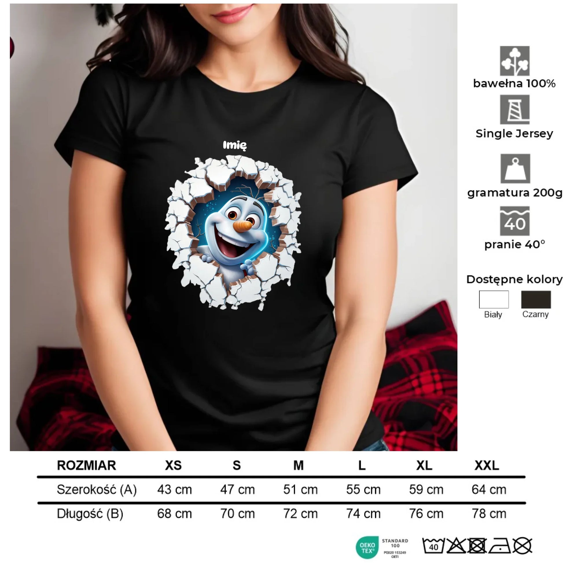 Bałwan 3D | Personalizowana koszulka damska świąteczna BN84 - StoryCups.pl