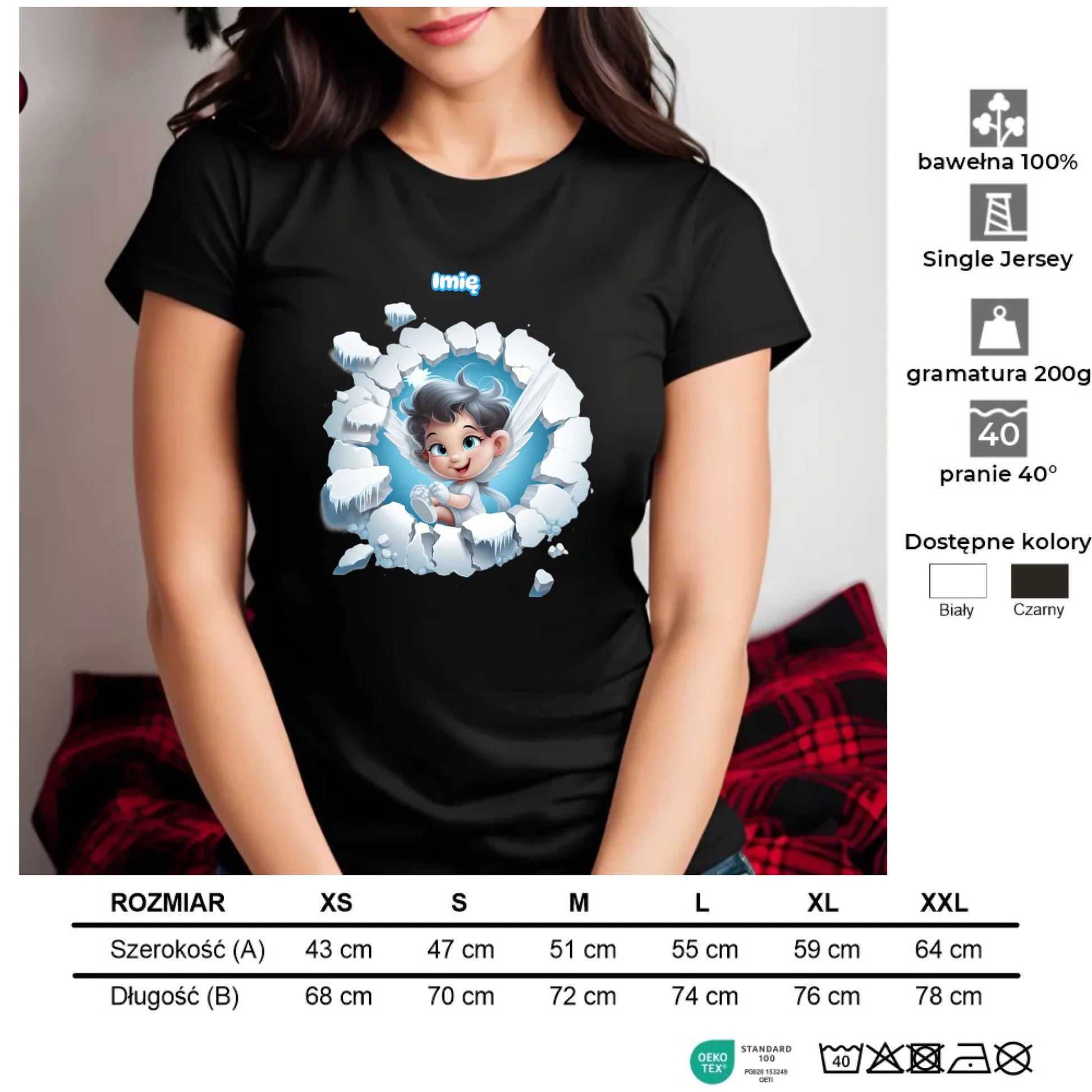 Aniołek 3D | Personalizowana koszulka damska świąteczna BN87 - StoryCups.pl