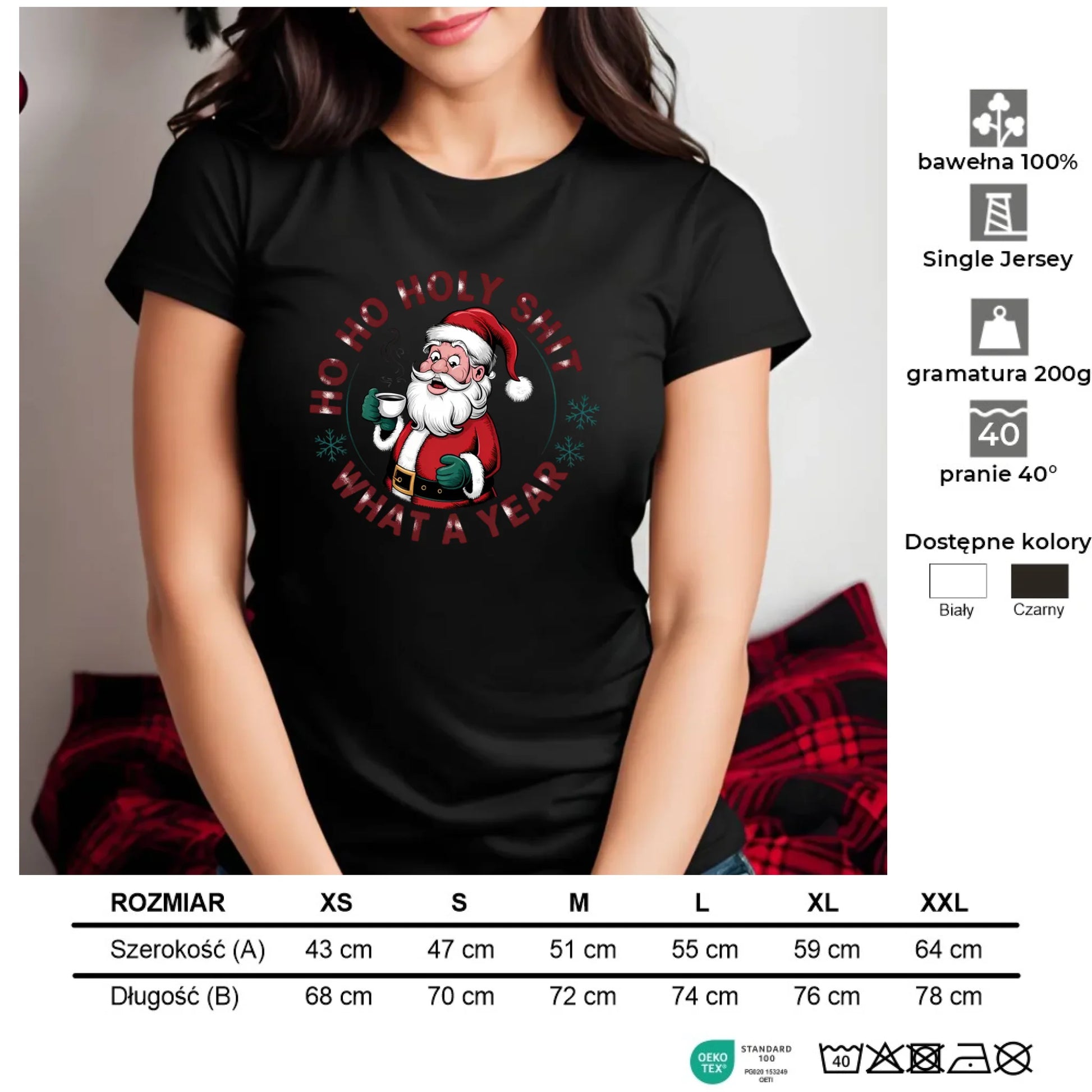 Ho ho holy shit | Świąteczna koszulka damska BN74 - StoryCups.pl