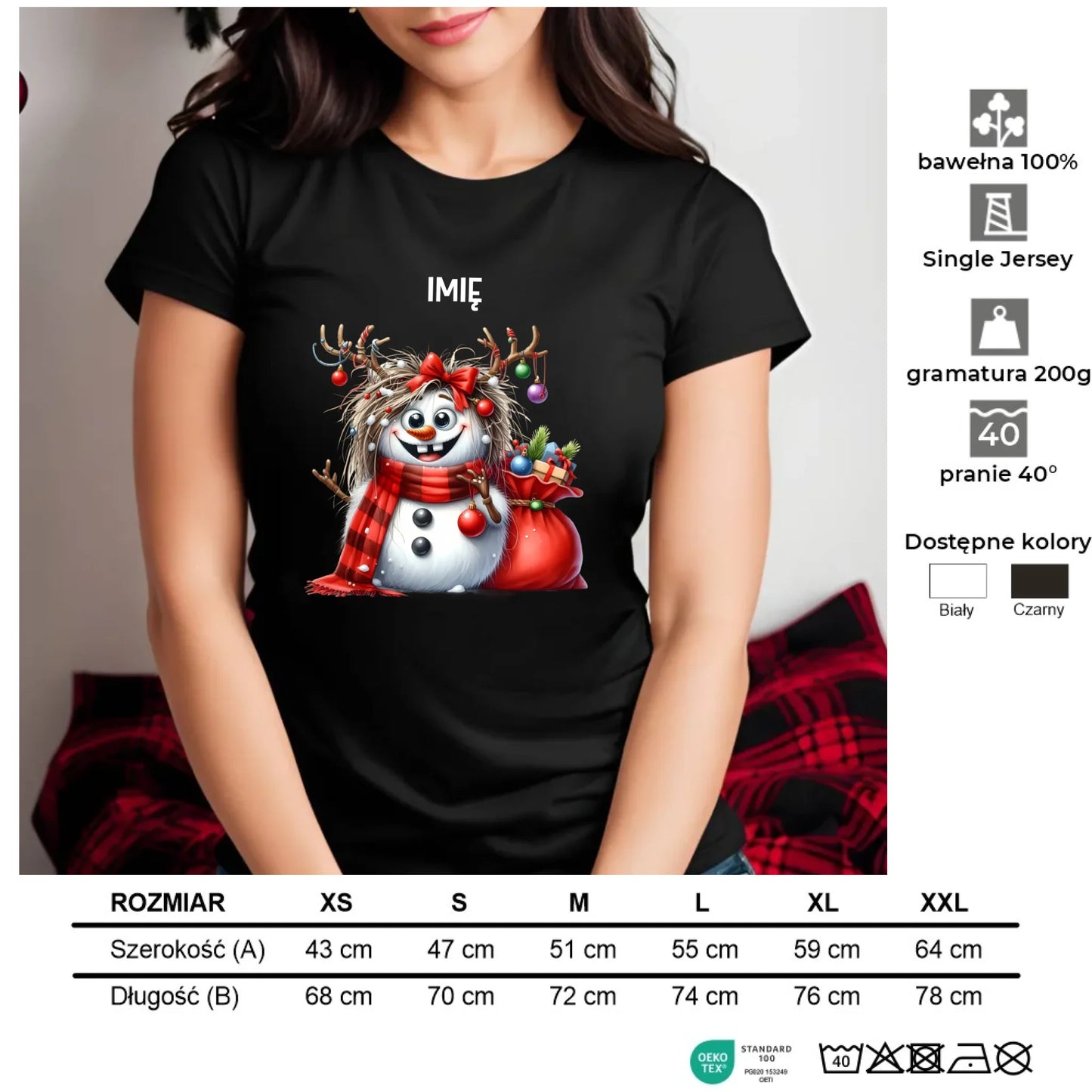 Bałwanek | Personalizowana koszulka damska świąteczna BN70 - StoryCups.pl