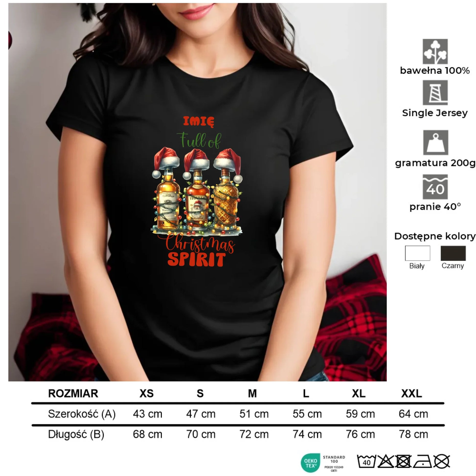 Pełen świątecznego ducha | Personalizowana koszulka damska świąteczna BN69 - StoryCups.pl