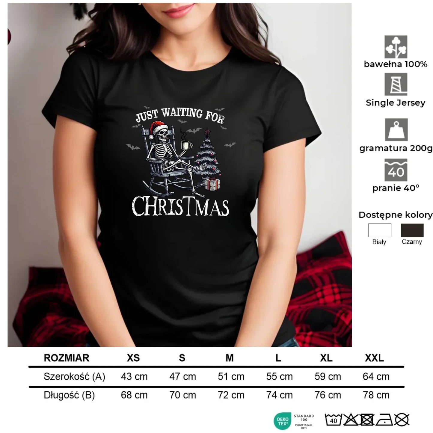 Czekam tylko na święta | Świąteczna koszulka damska BN56 - StoryCups.pl