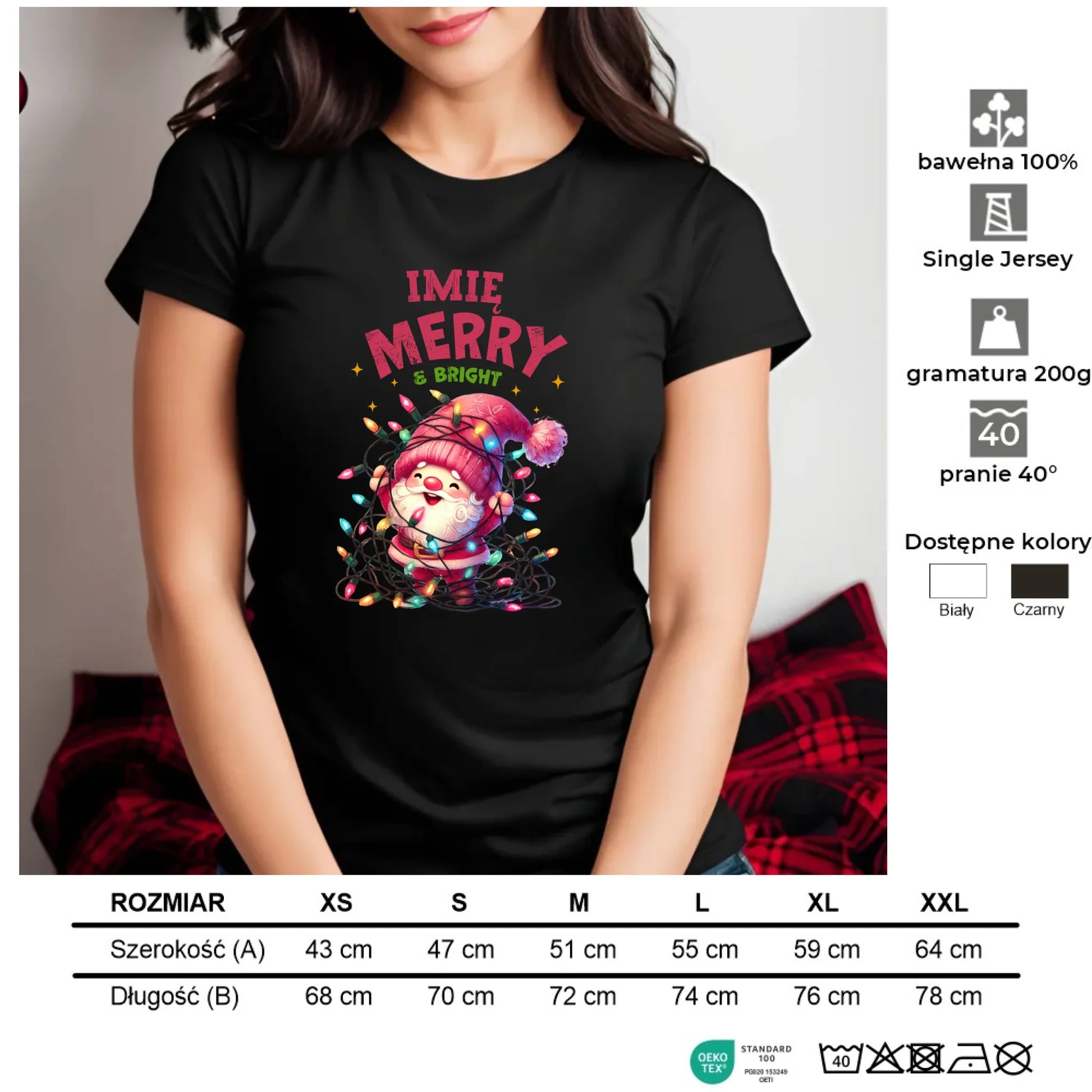 Radosnych Świąt | Personalizowana świąteczna koszulka damska BN58 - StoryCups.pl