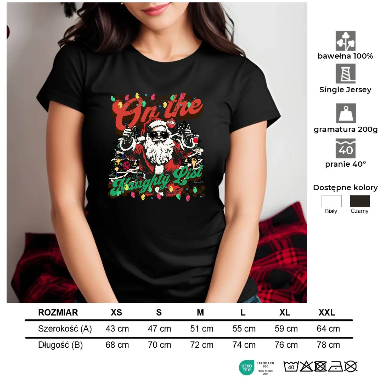 Na liście niegrzecznych | Świąteczna koszulka damska BN50 - StoryCups.pl
