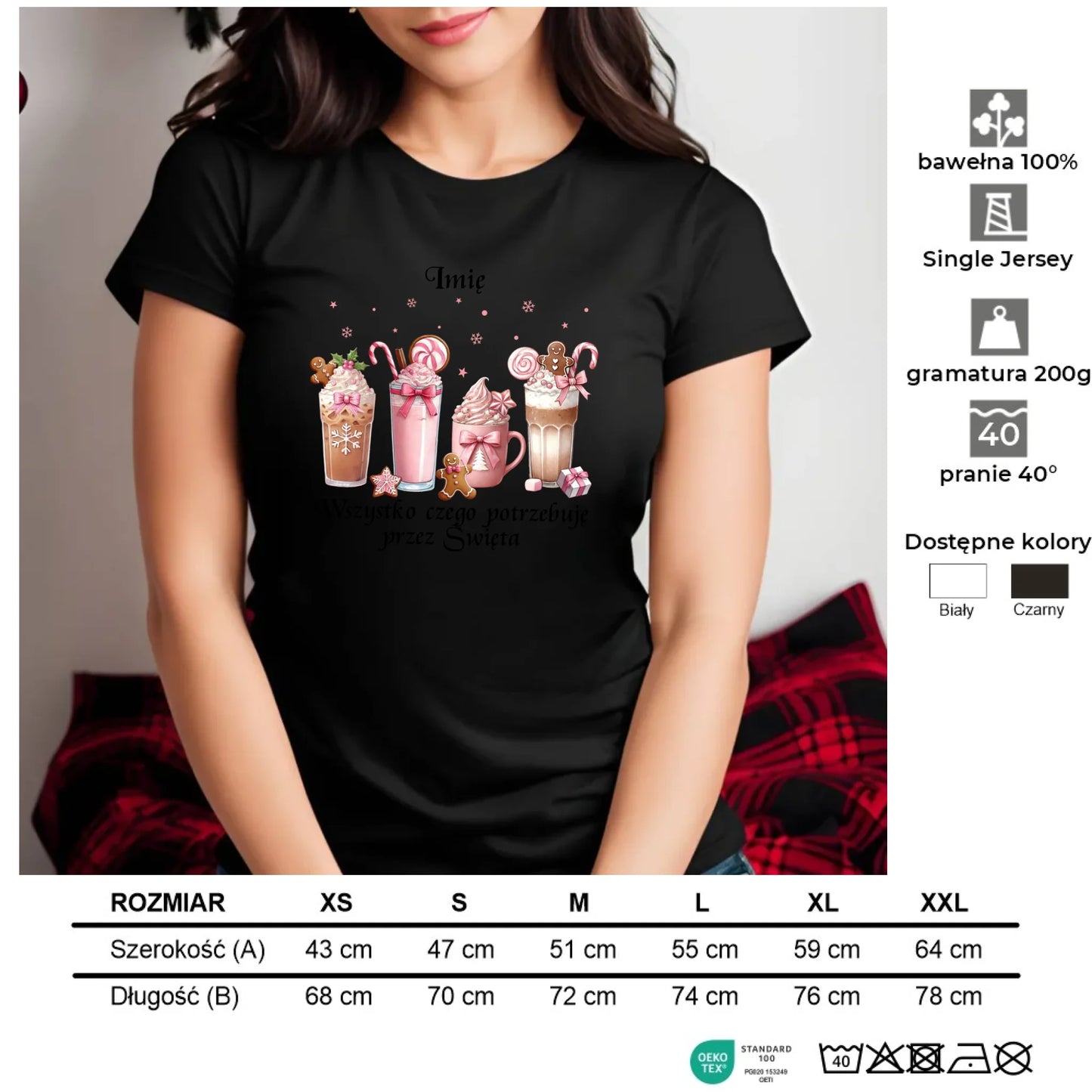 Wszystko czego potrzebuję przez Święta | Świąteczna koszulka damska BN46 - StoryCups.pl