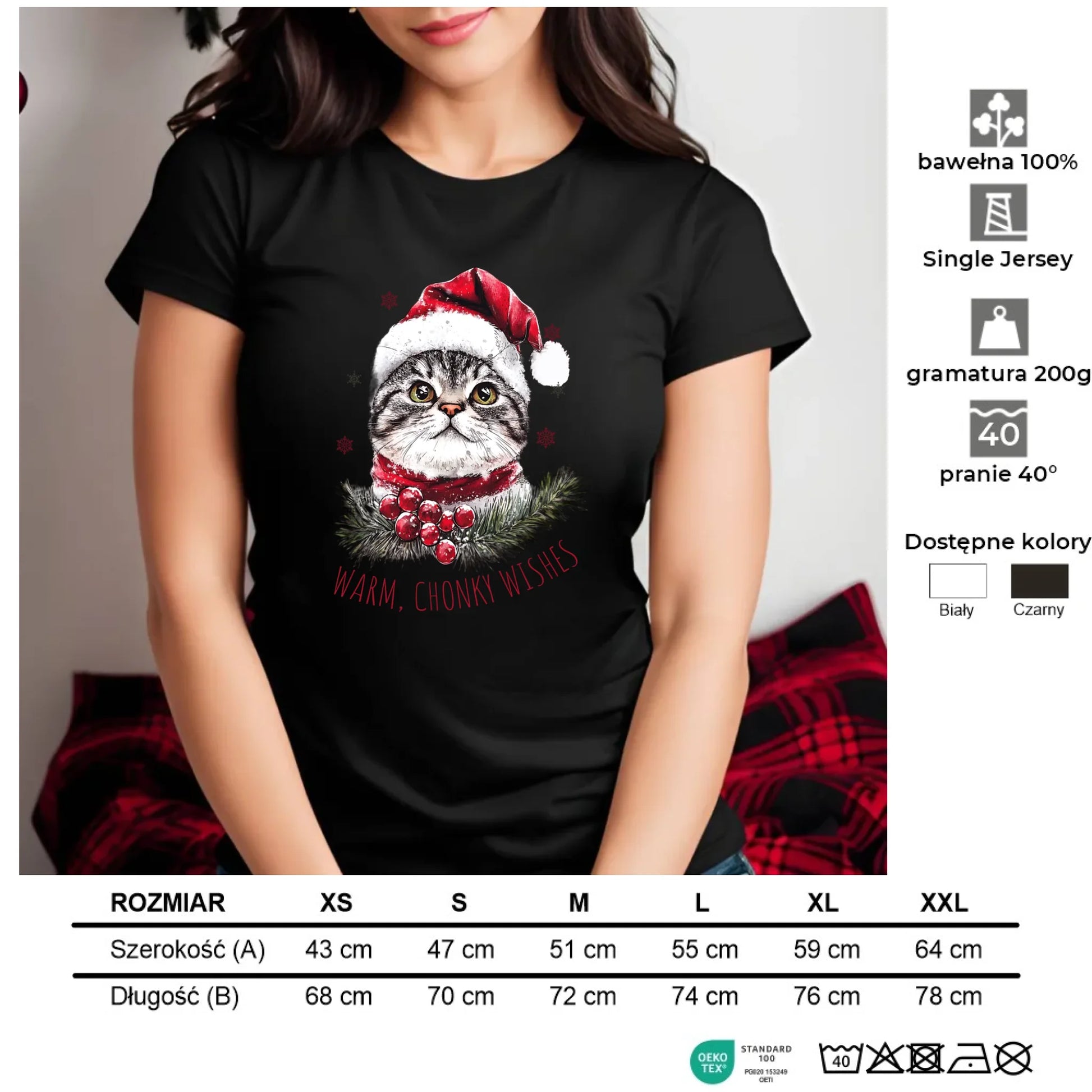 Warm, Chonky Wishes | Świąteczna koszulka damska BN36 - StoryCups.pl