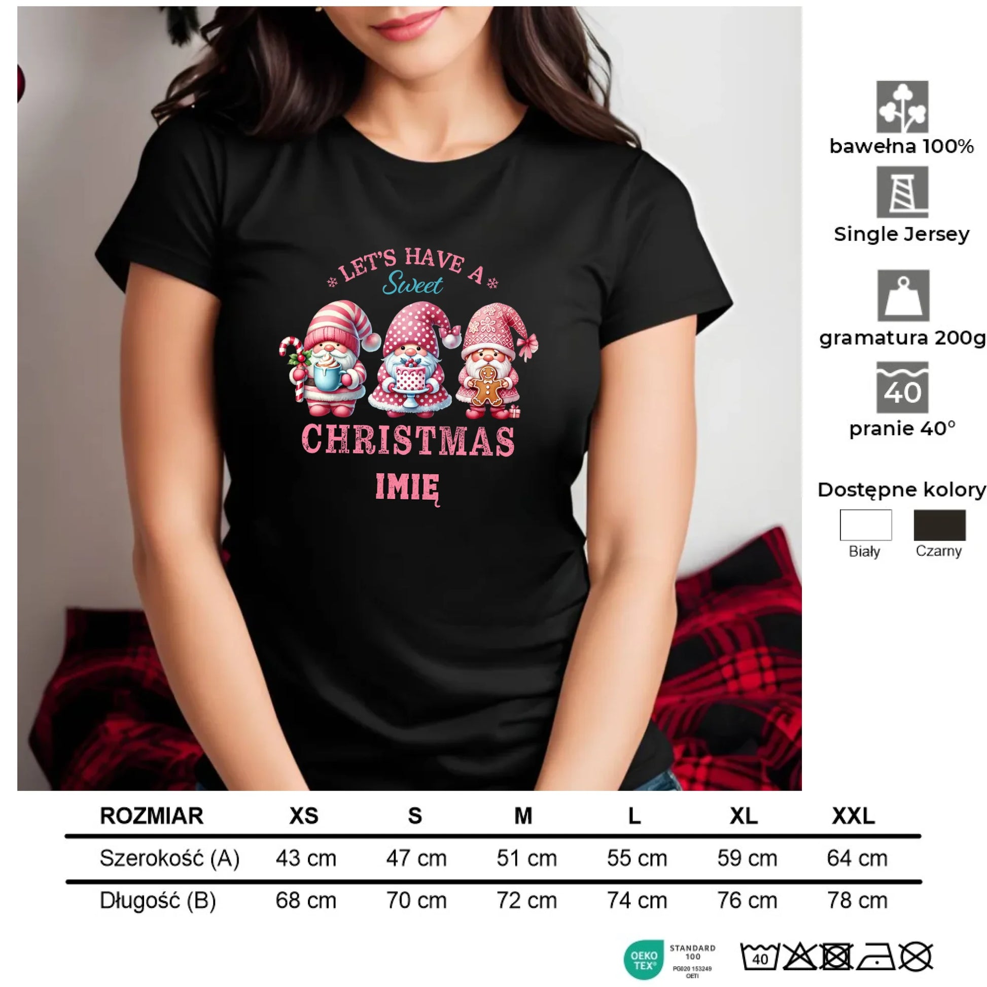 Słodkie święta | Personalizowana świąteczna koszulka damska BN57 - StoryCups.pl