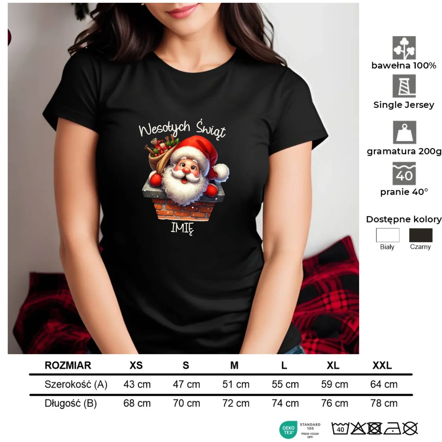 Mikołaj | Świąteczna koszulka damska z imieniem BN08 - StoryCups.pl