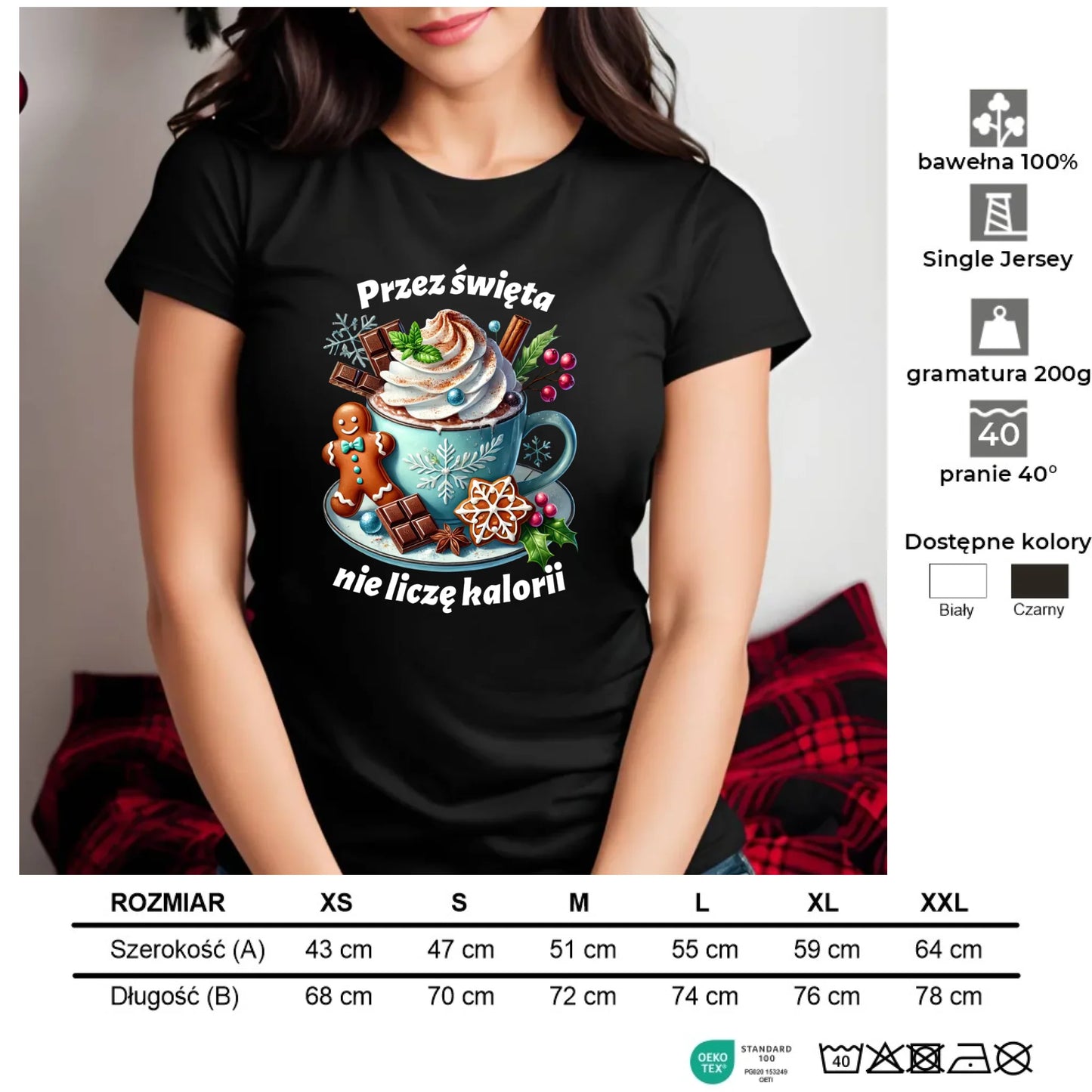 Przez święta nie liczę kalorii | Świąteczna koszulka damska BN31 - StoryCups.pl