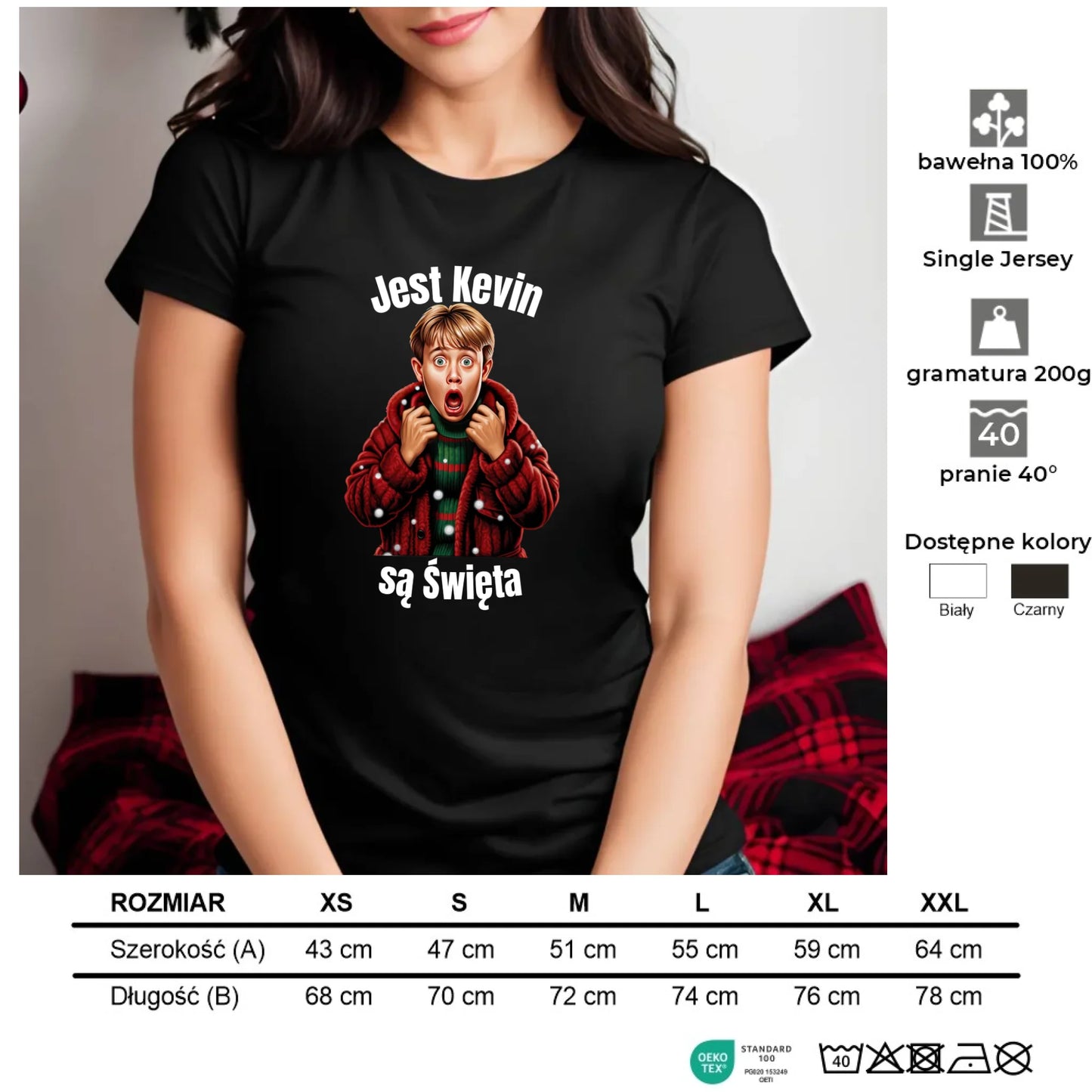Jest Kevin, są święta | Świąteczna koszulka damska BN27 - StoryCups.pl