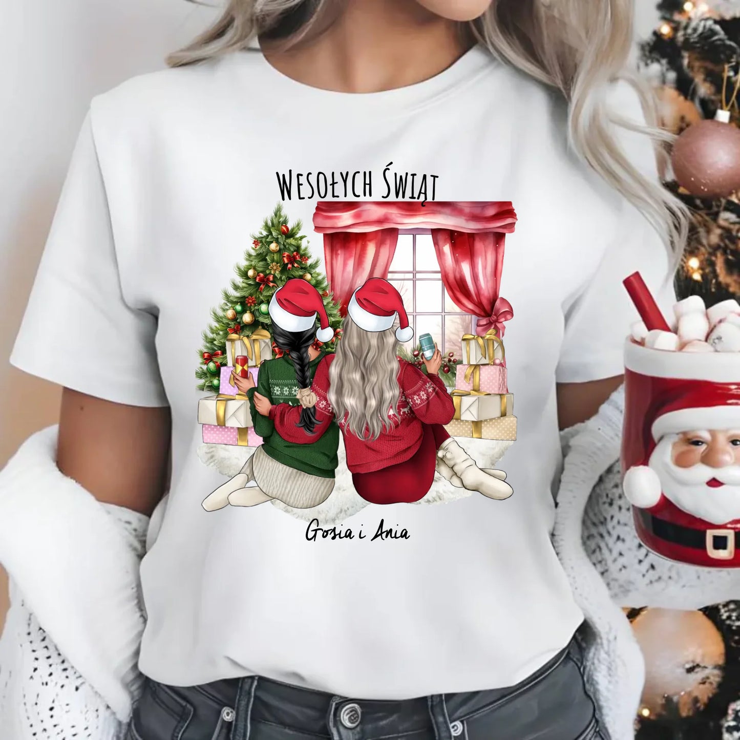 Koszulka damska świąteczna - prezent dla przyjaciółki - 2-4 przyjaciółek - personalizowana PR06 - StoryCups.pl