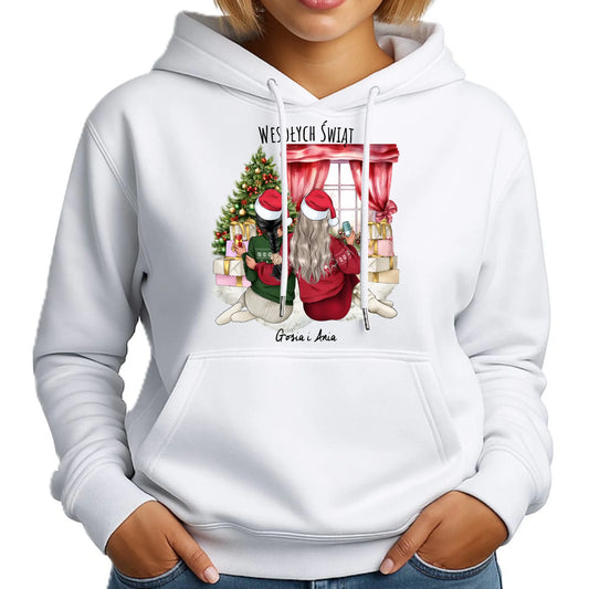 Bluza damska z kapturem świąteczna - prezent dla przyjaciółki - 2-4 przyjaciółek - personalizowana PR06 - StoryCups.pl