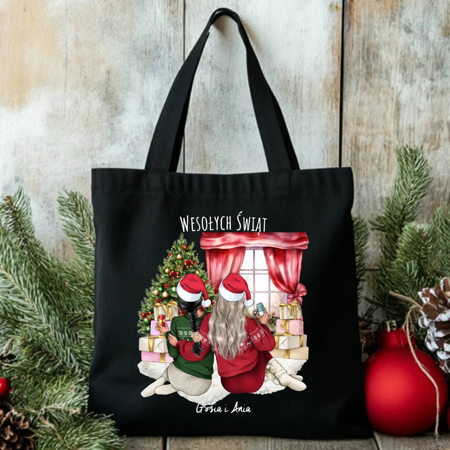 Torba świąteczna - prezent dla przyjaciółki - 2-4 przyjaciółek - personalizowana PR06 - StoryCups.pl
