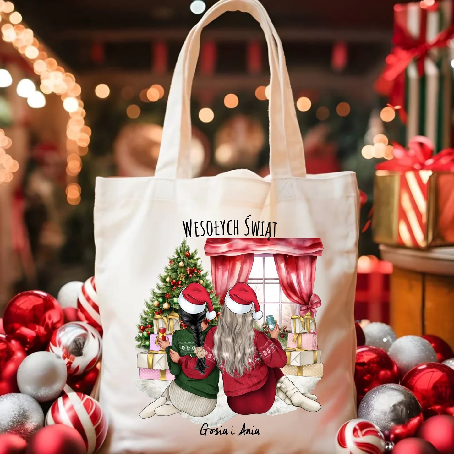 Torba świąteczna - prezent dla przyjaciółki - 2-4 przyjaciółek - personalizowana PR06 - StoryCups.pl