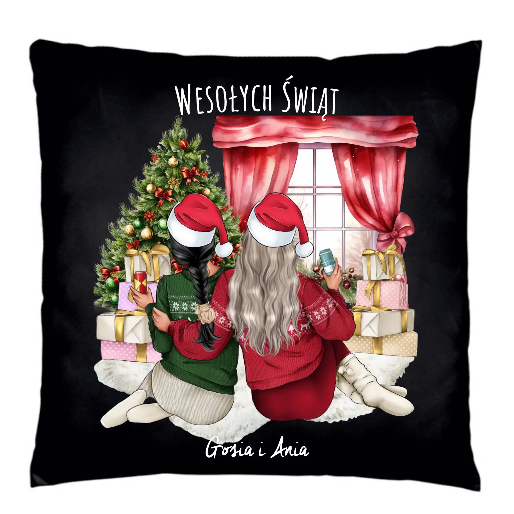 Poduszka dekoracyjna świąteczna - prezent dla przyjaciółki - 2-4 przyjaciółek - personalizowana PR06 - StoryCups.pl