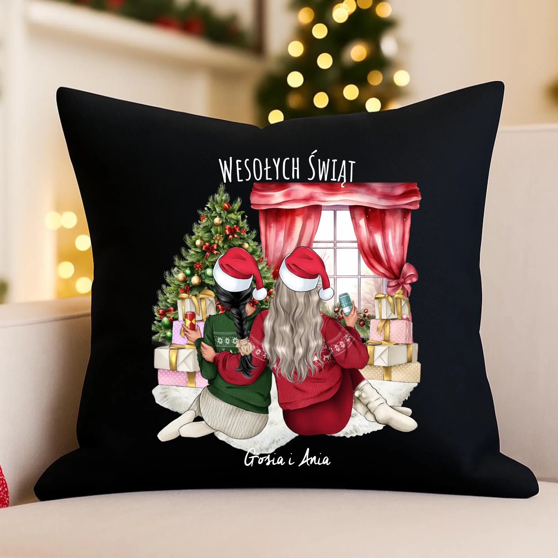 Poduszka dekoracyjna świąteczna - prezent dla przyjaciółki - 2-4 przyjaciółek - personalizowana PR06 - StoryCups.pl